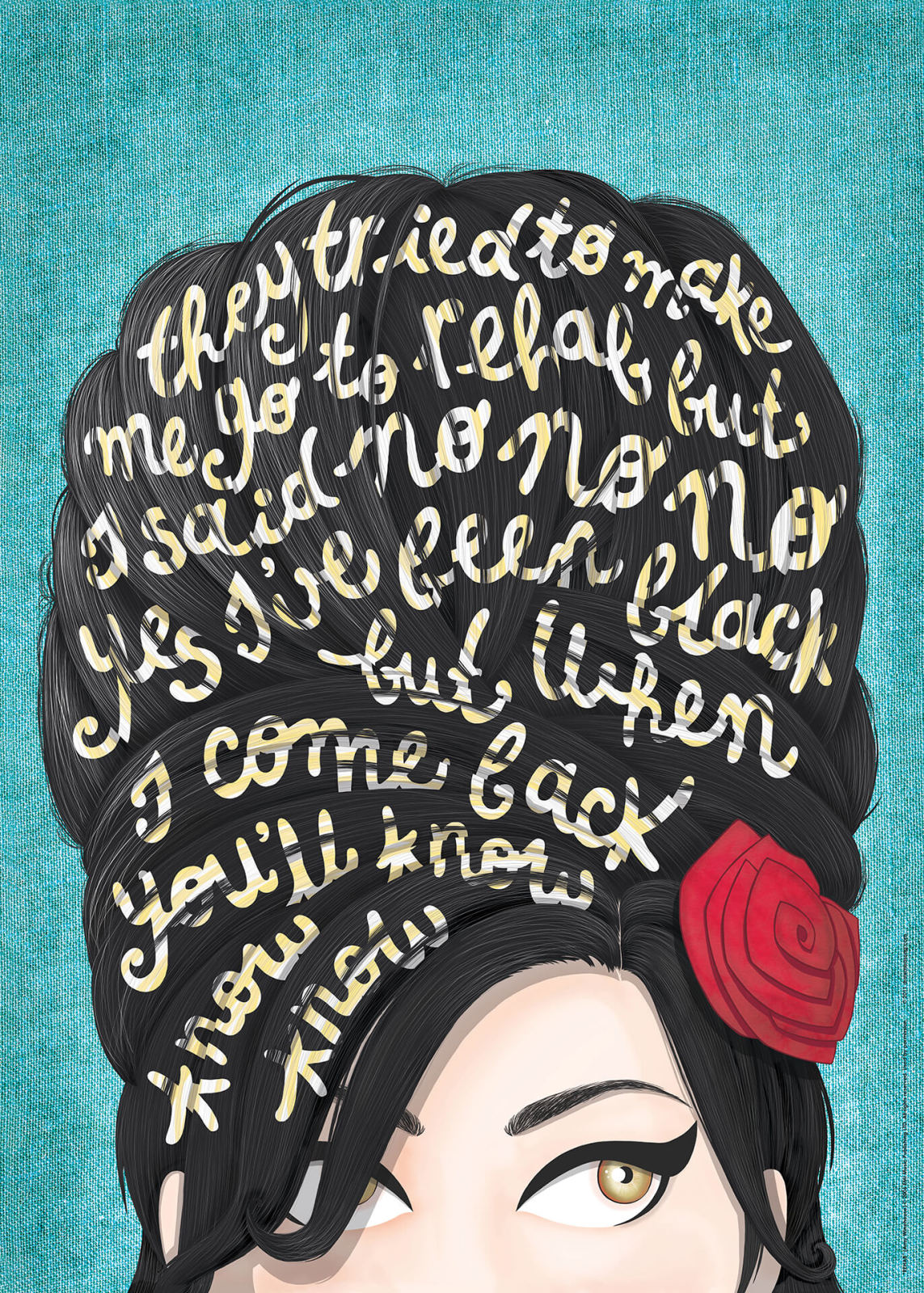 Leinwandbild AMY WINEHOUSE - türkis-schwarz - 50x70 cm