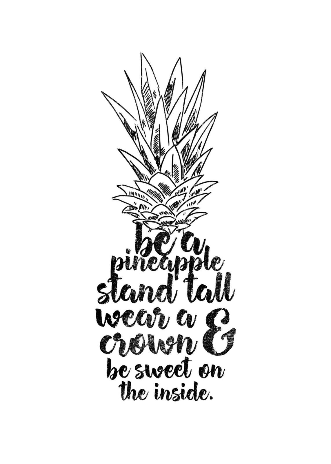Leinwandbild BE A PINEAPPLE - schwarz-weiß - 50x70 cm