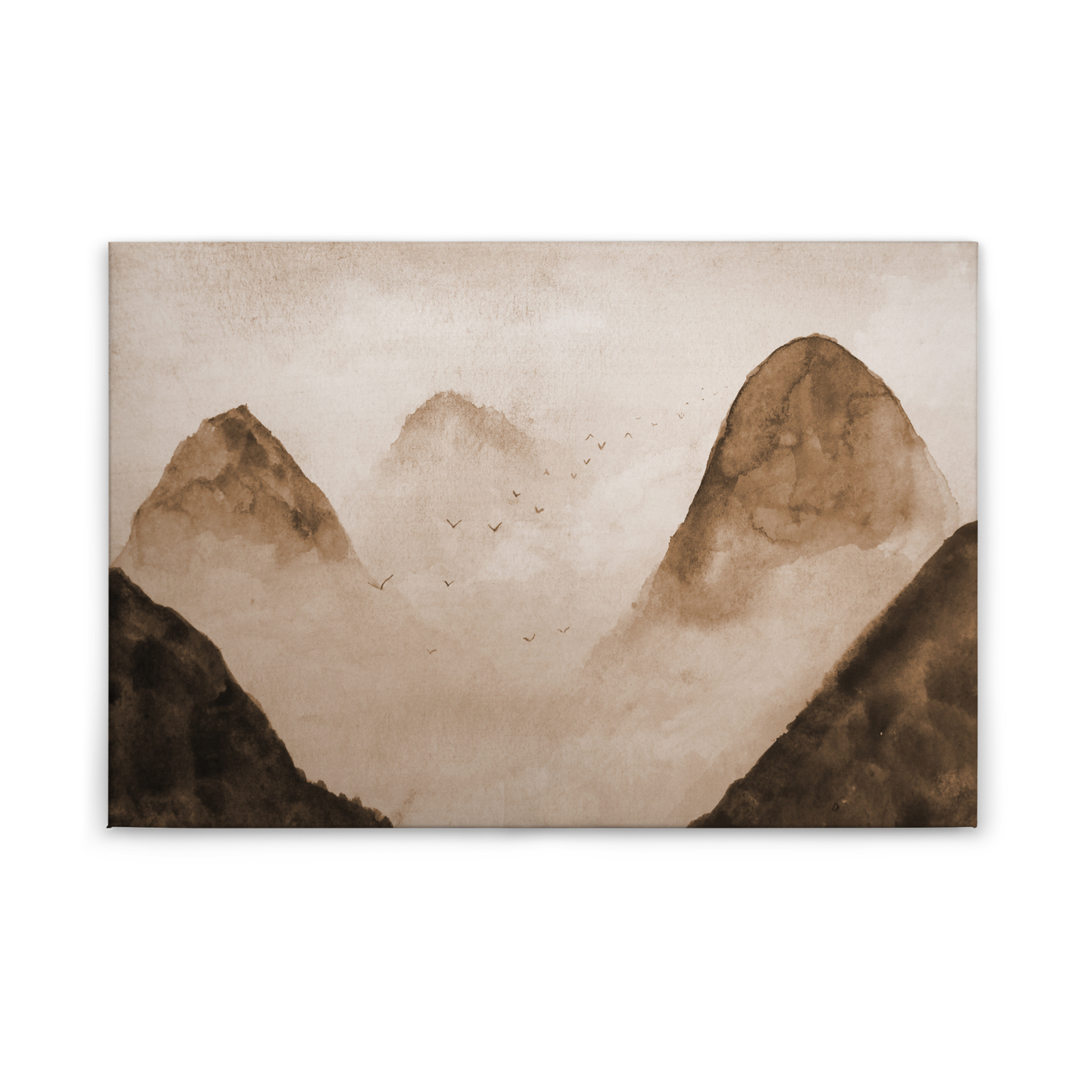Leinwandbild BERGE - beige-braun - 90x60 cm