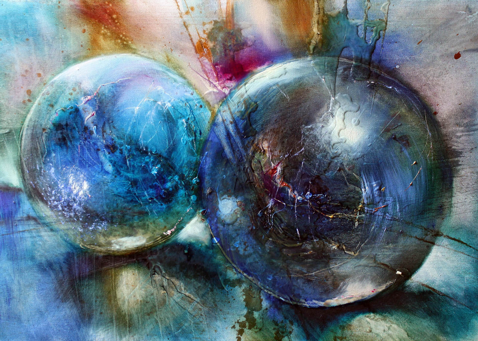 Leinwandbild BLAUE GLASKUGELN - blau - 70x50 cm
