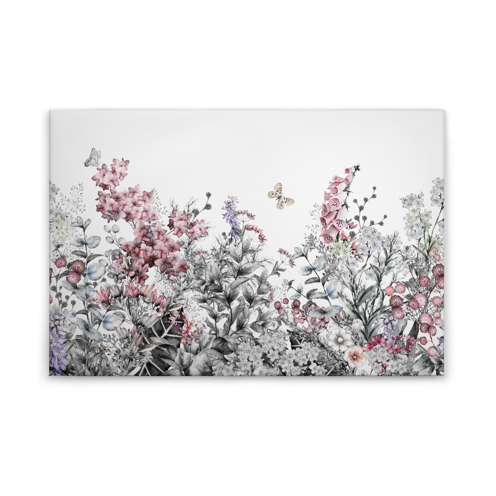 Leinwandbild BLUMEN BOUQET - grau-rosa - 90x60 cm