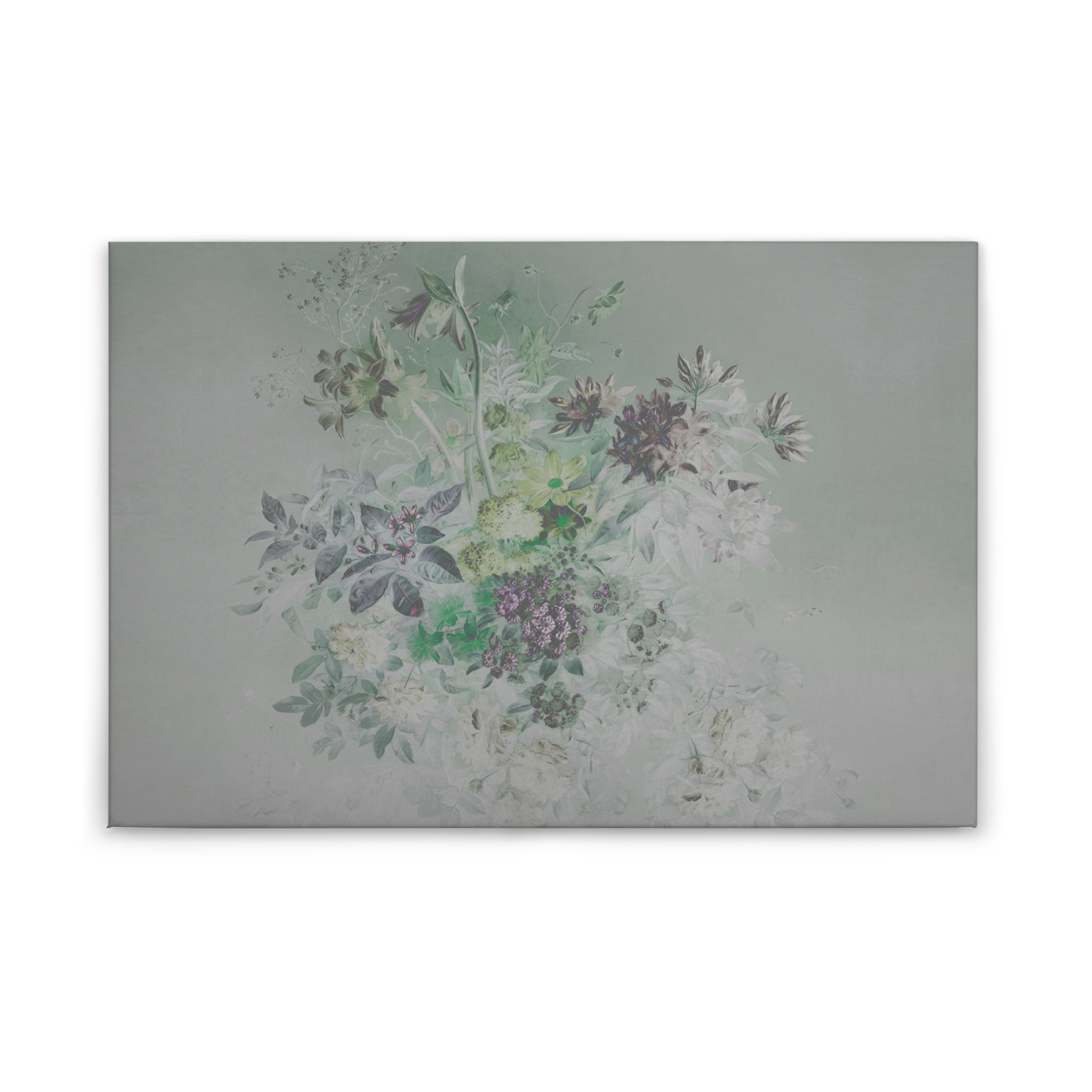 Leinwandbild BLUMEN-BOUQUET - grau-grün - 90x60 cm