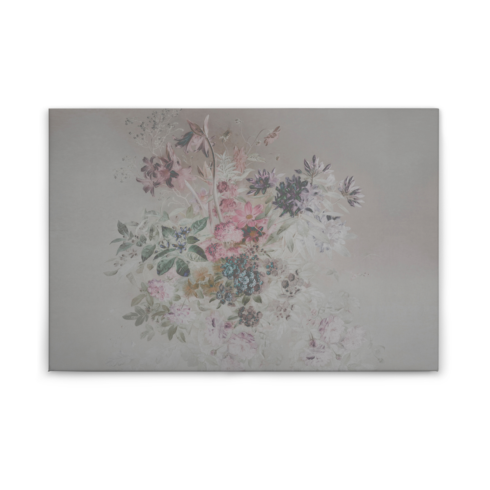 Leinwandbild BLUMEN-BOUQUET - grau-pink - 90x60 cm
