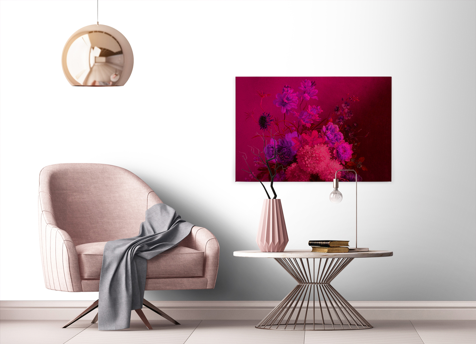 Leinwandbild BLUMEN-BOUQUET - pink-rosa - 90x60 cm