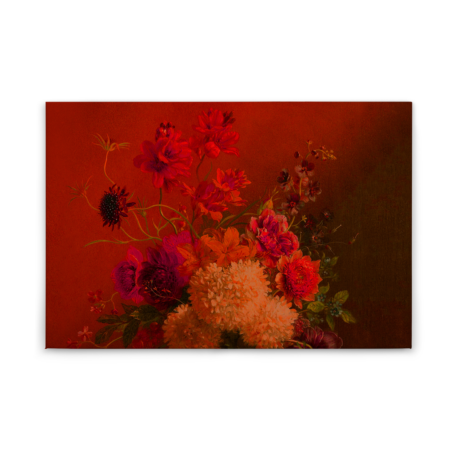 Leinwandbild BLUMEN-BOUQUET - rot-orange - 90x60 cm