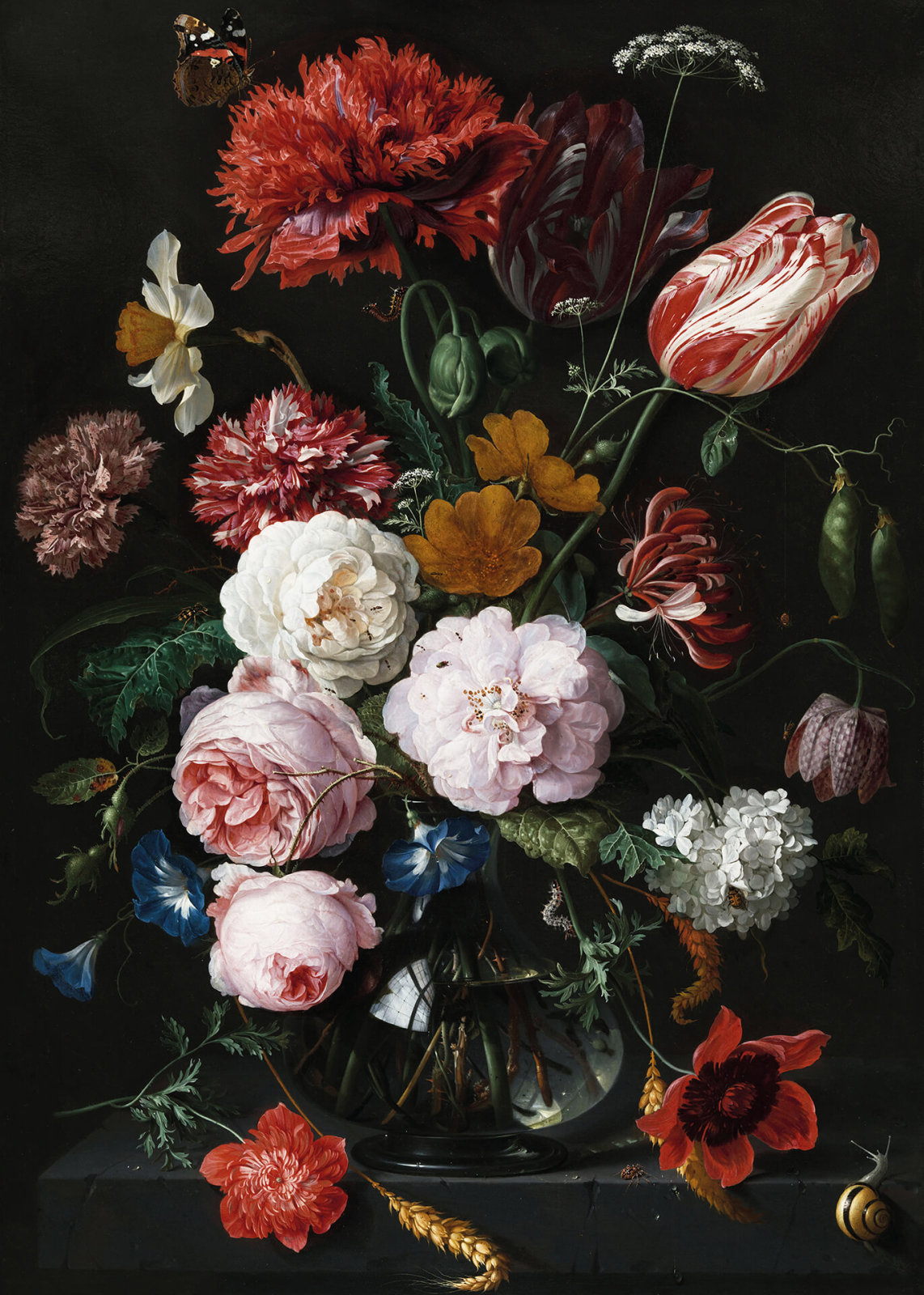 Leinwandbild BLUMEN IN DER VASE - schwarz-bunt - 50x70 cm