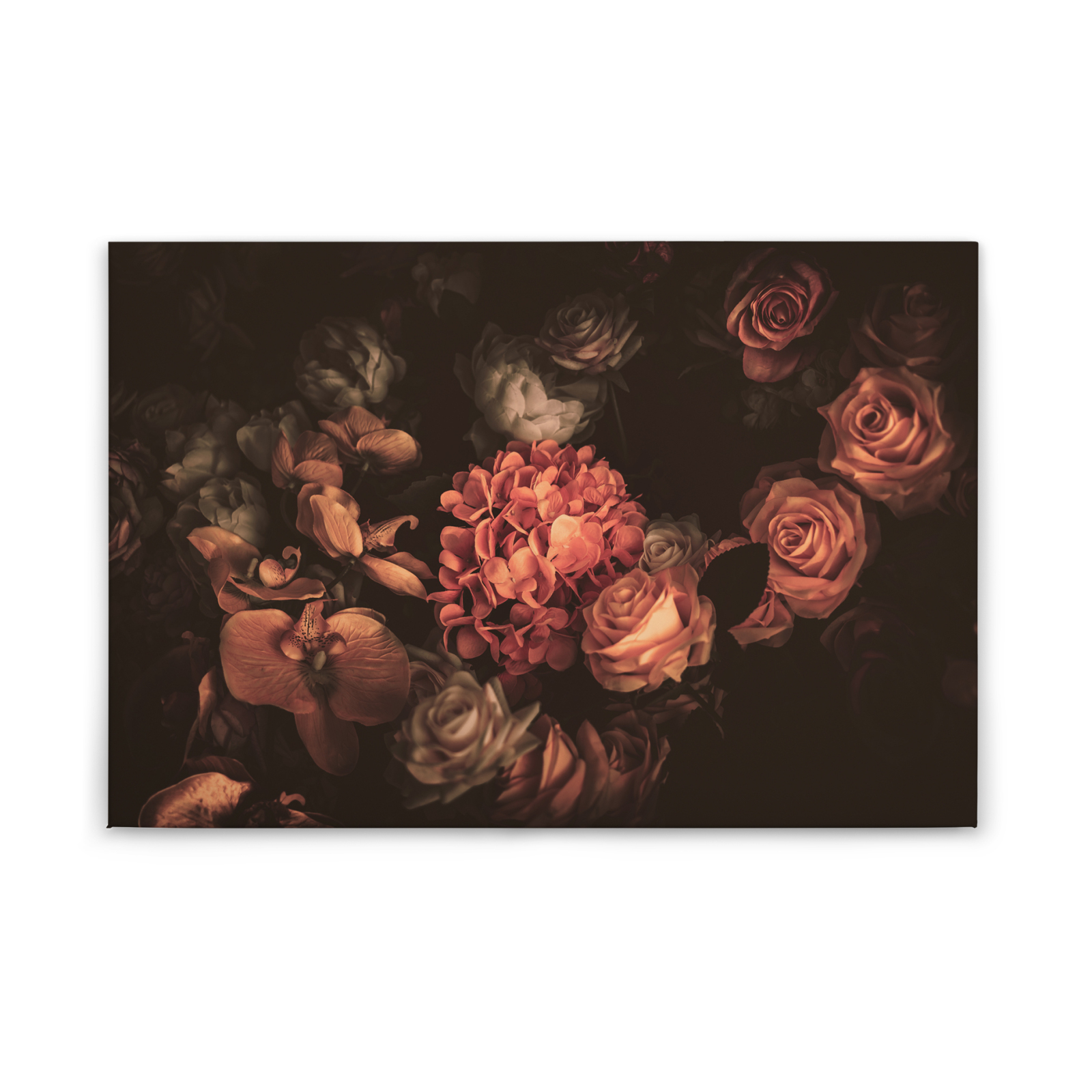Leinwandbild BLUMEN - orange-schwarz - 90x60 cm