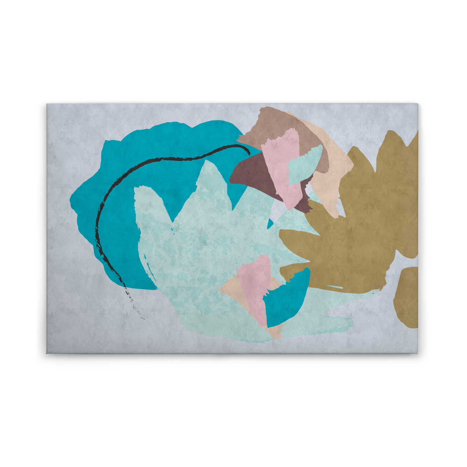 Leinwandbild BLUMENSTRAUSS - blau - 90x60 cm