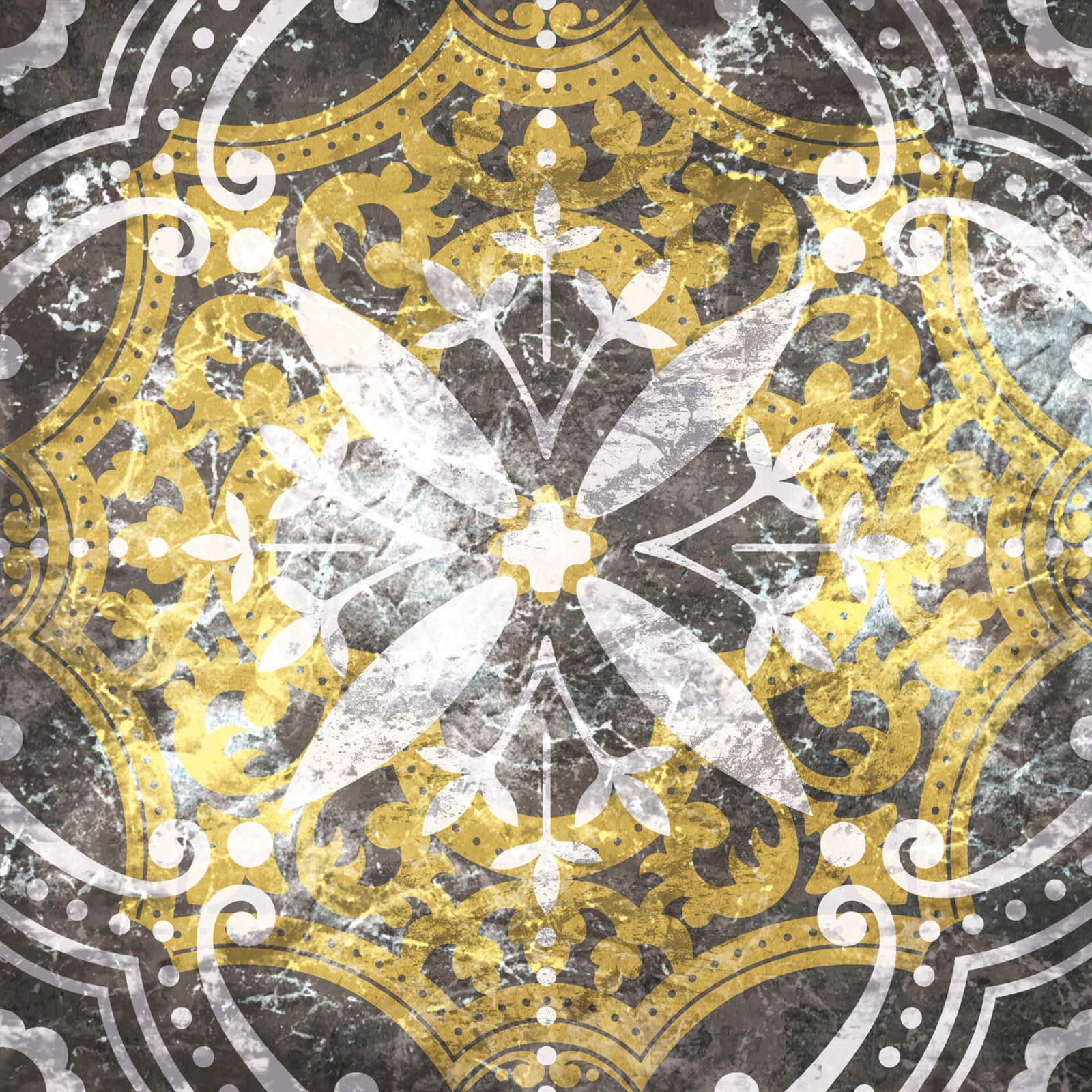 Leinwandbild BOHEMIAN FLAIR - gelb-grau - 50x50 cm