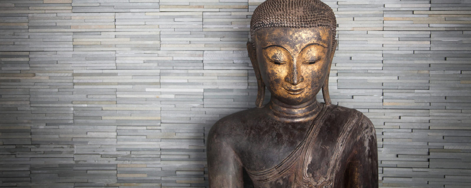 Leinwandbild BUDDHA - bronze-grau - 100x40 cm