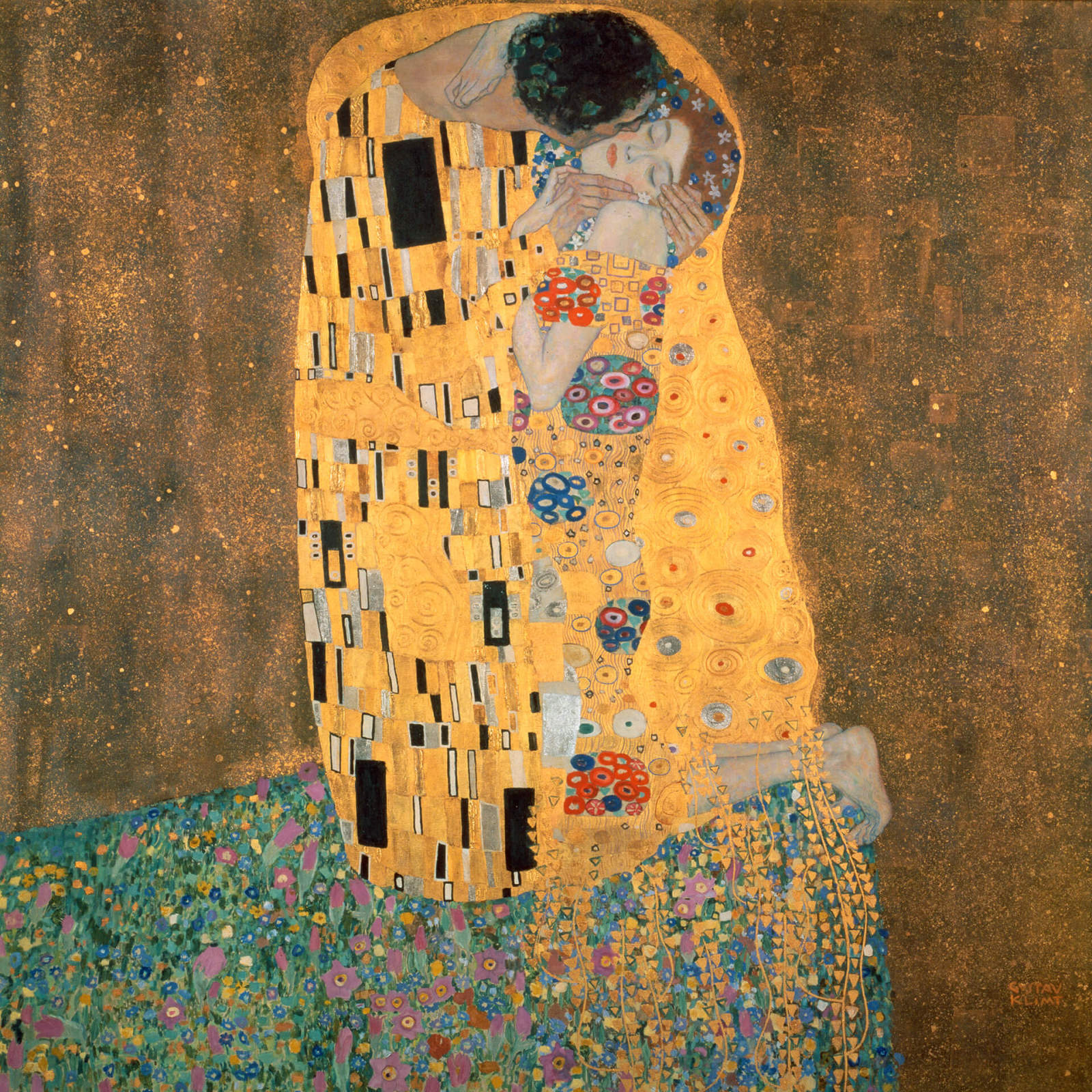 Leinwandbild DER KUSS - Klimt - 50x50 cm