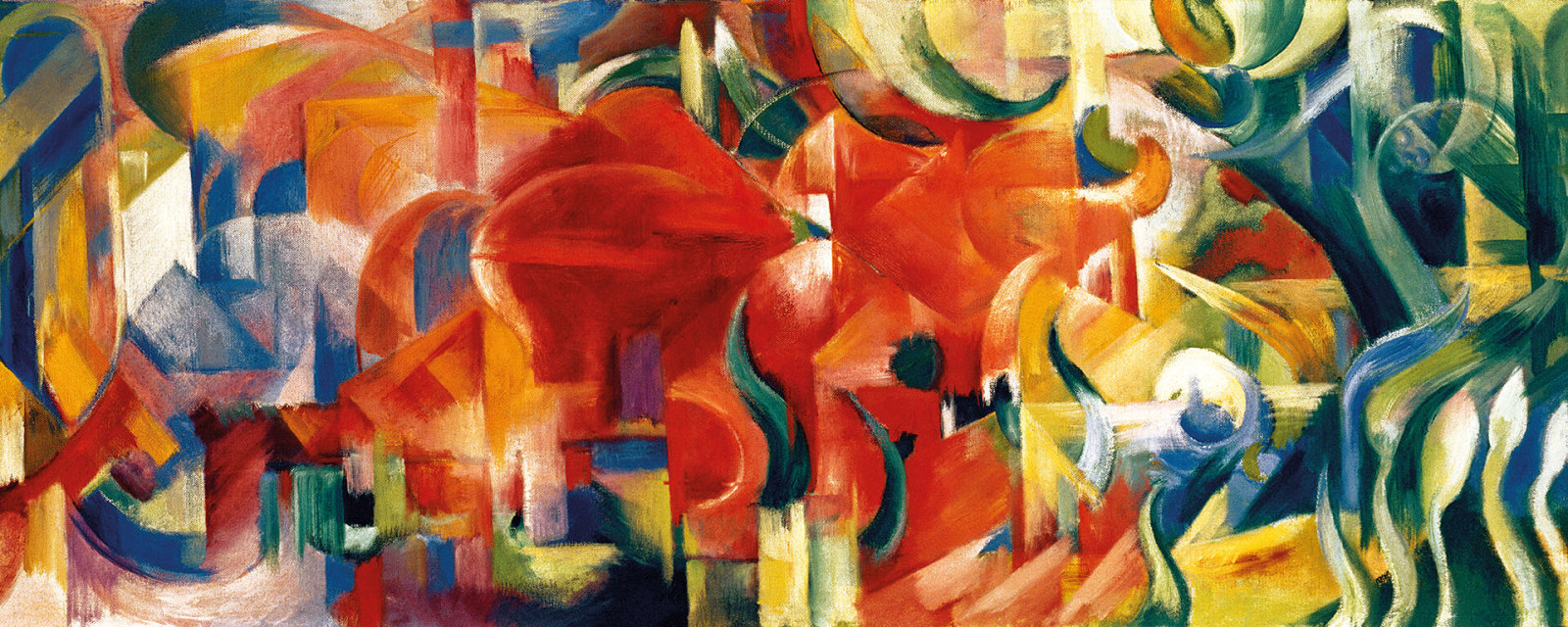 Leinwandbild FARBIGE FORMEN - rot-bunt - 100x40 cm