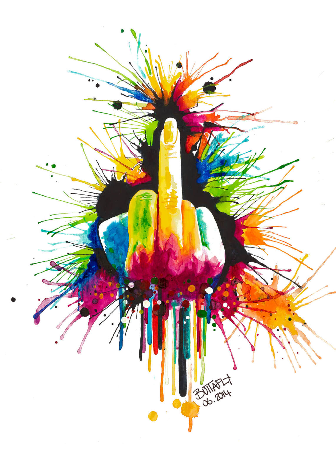 Leinwandbild FUCK THE SYSTEM - weiß-bunt - 50x70 cm