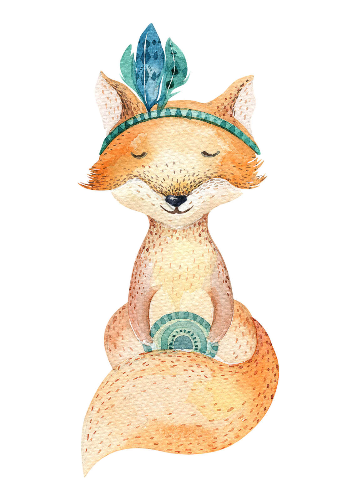 Leinwandbild GLÜCKLICHER FUCHS - braun-blau - 50x70 cm