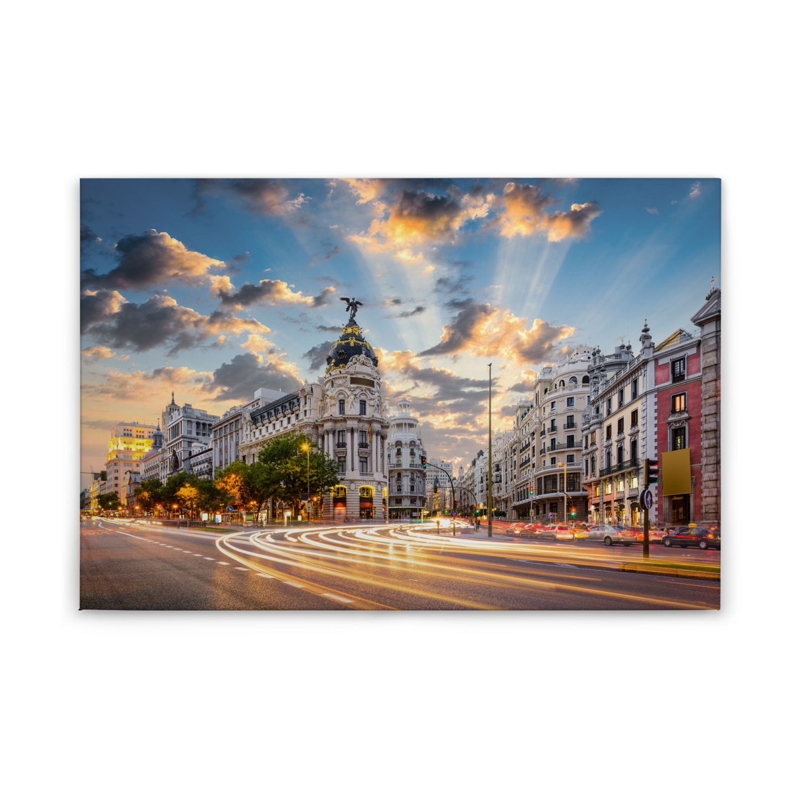 Leinwandbild GRAN VIA - blau-grau - 90x60 cm