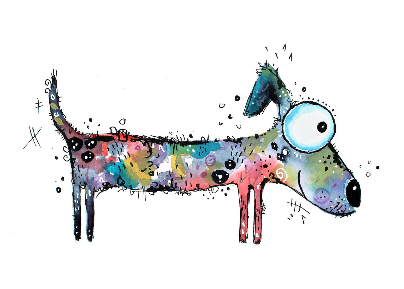 Leinwandbild HUND - blau-bunt - 70x50 cm