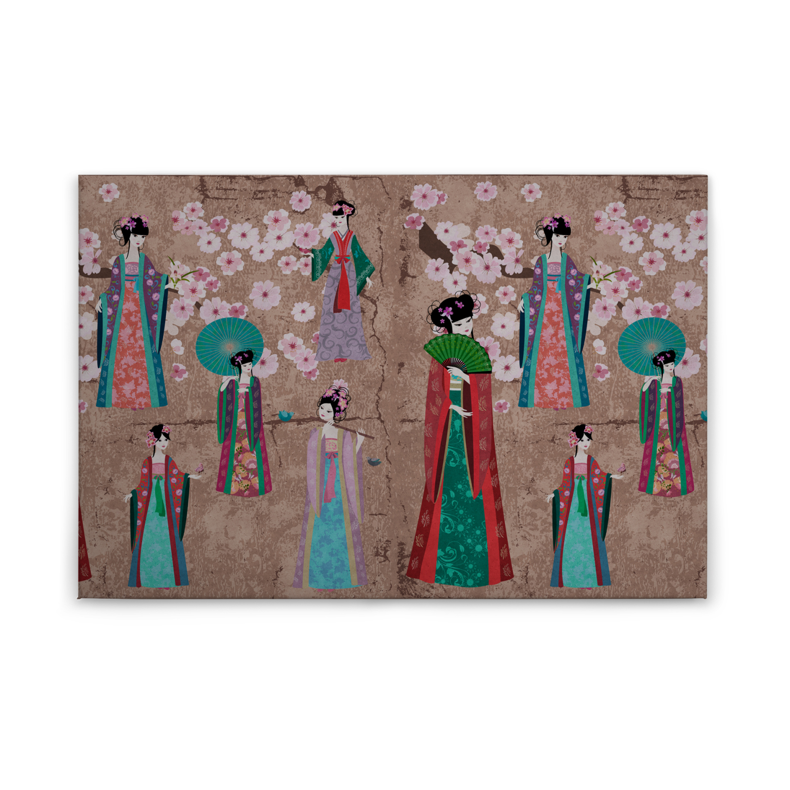 Leinwandbild KIMONO - braun-rot - 90x60 cm