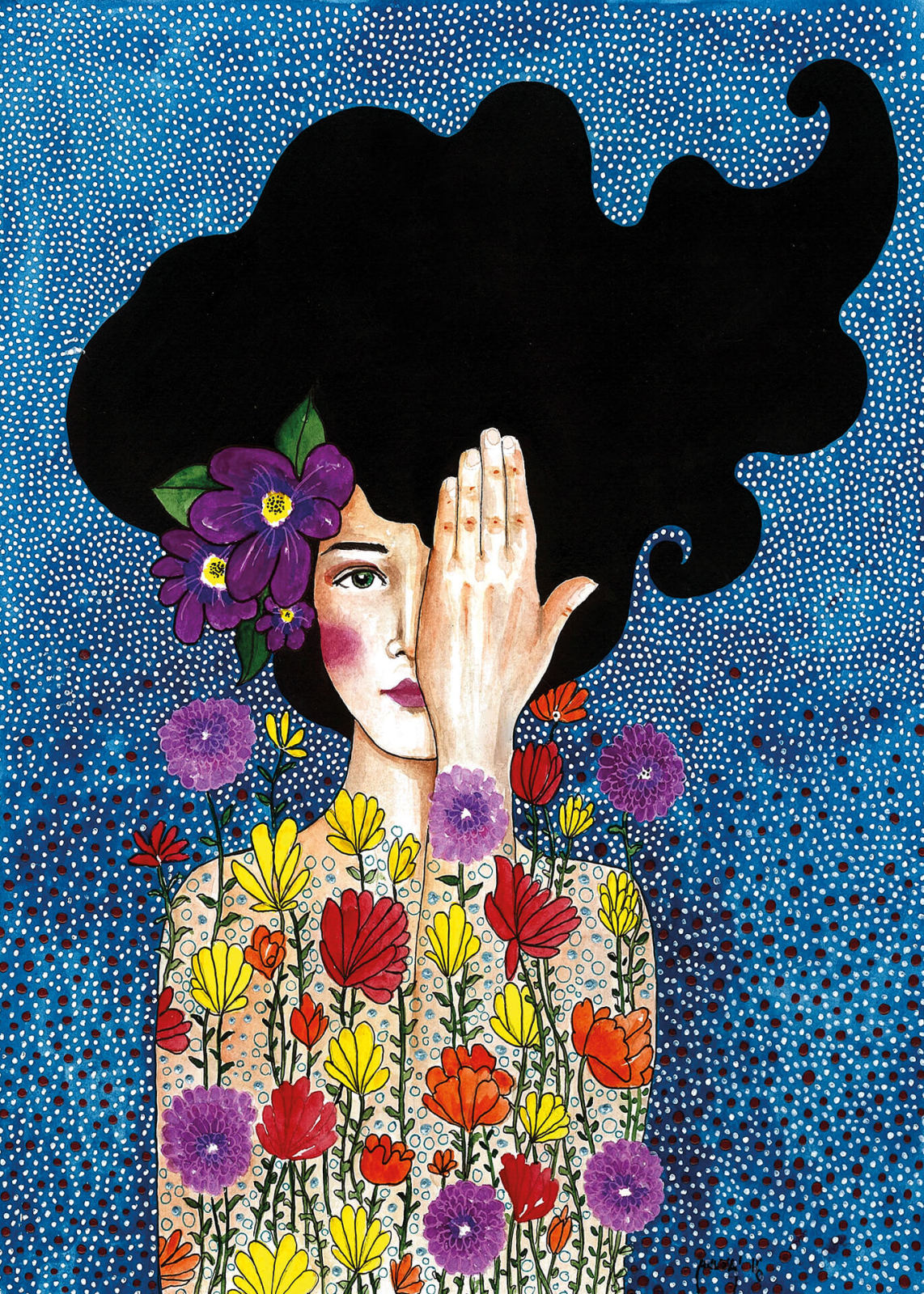 Leinwandbild LOOSING MEMORY - blau-schwarz - 50x70 cm