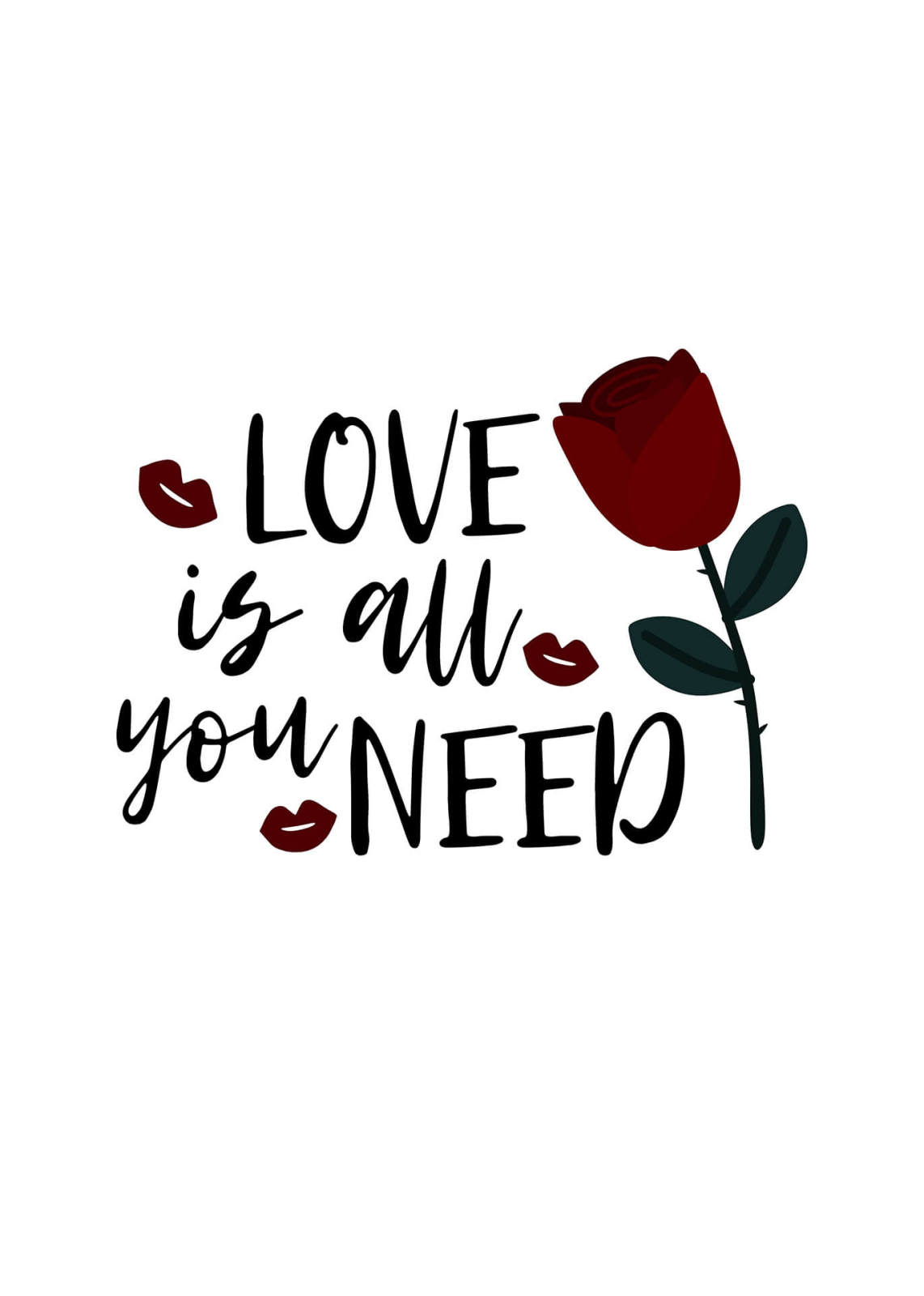 Leinwandbild LOVE IS ALL YOU NEED - weiß-schwarz - 50x70 cm