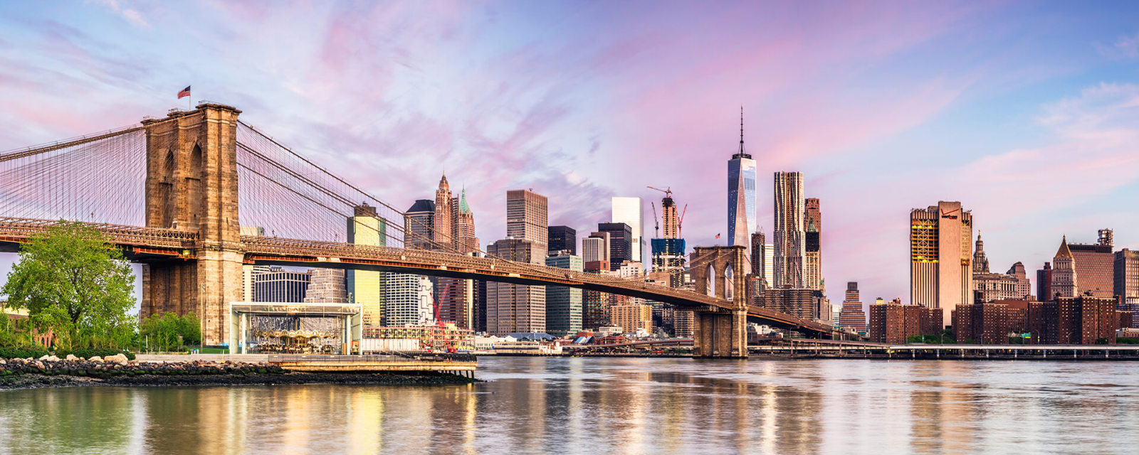 Leinwandbild MANHATTAN SKYLINE - blau-braun - 100x40 cm