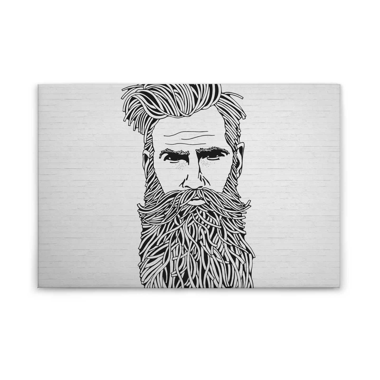 Leinwandbild MANN MIT BART - schwarz-weiß - 90x60 cm
