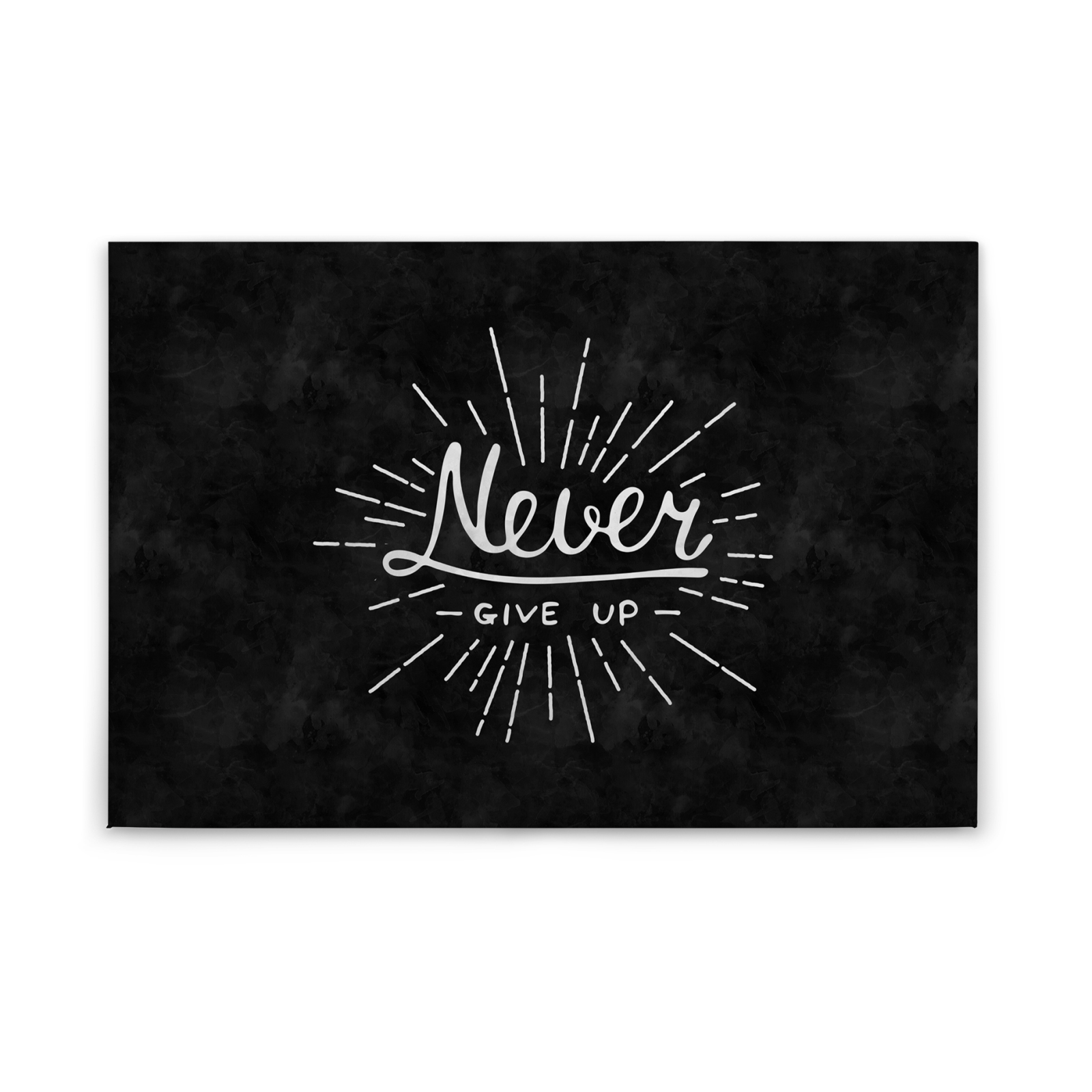 Leinwandbild NEVER GIVE UP - schwarz-weiß - 90x60 cm
