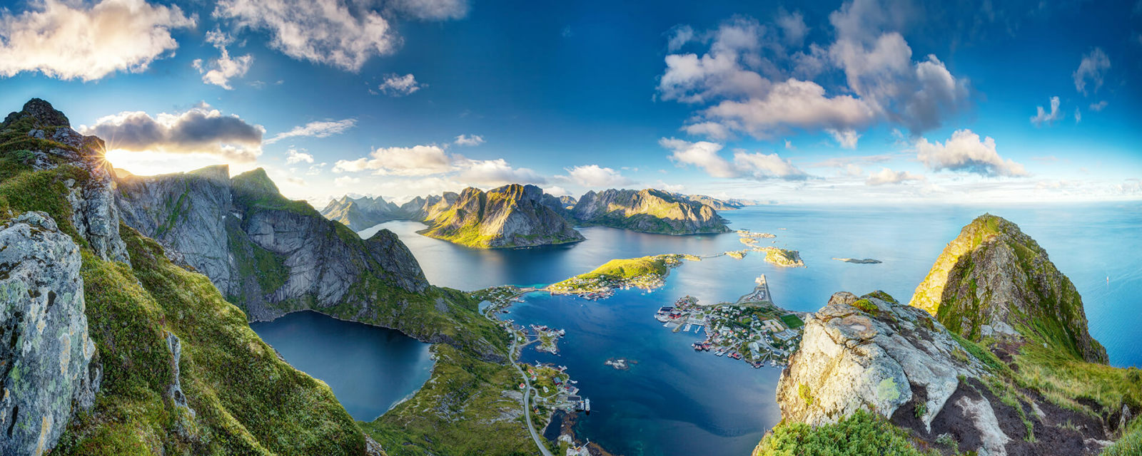 Leinwandbild NORWEGEN - blau-grün - 100x40 cm
