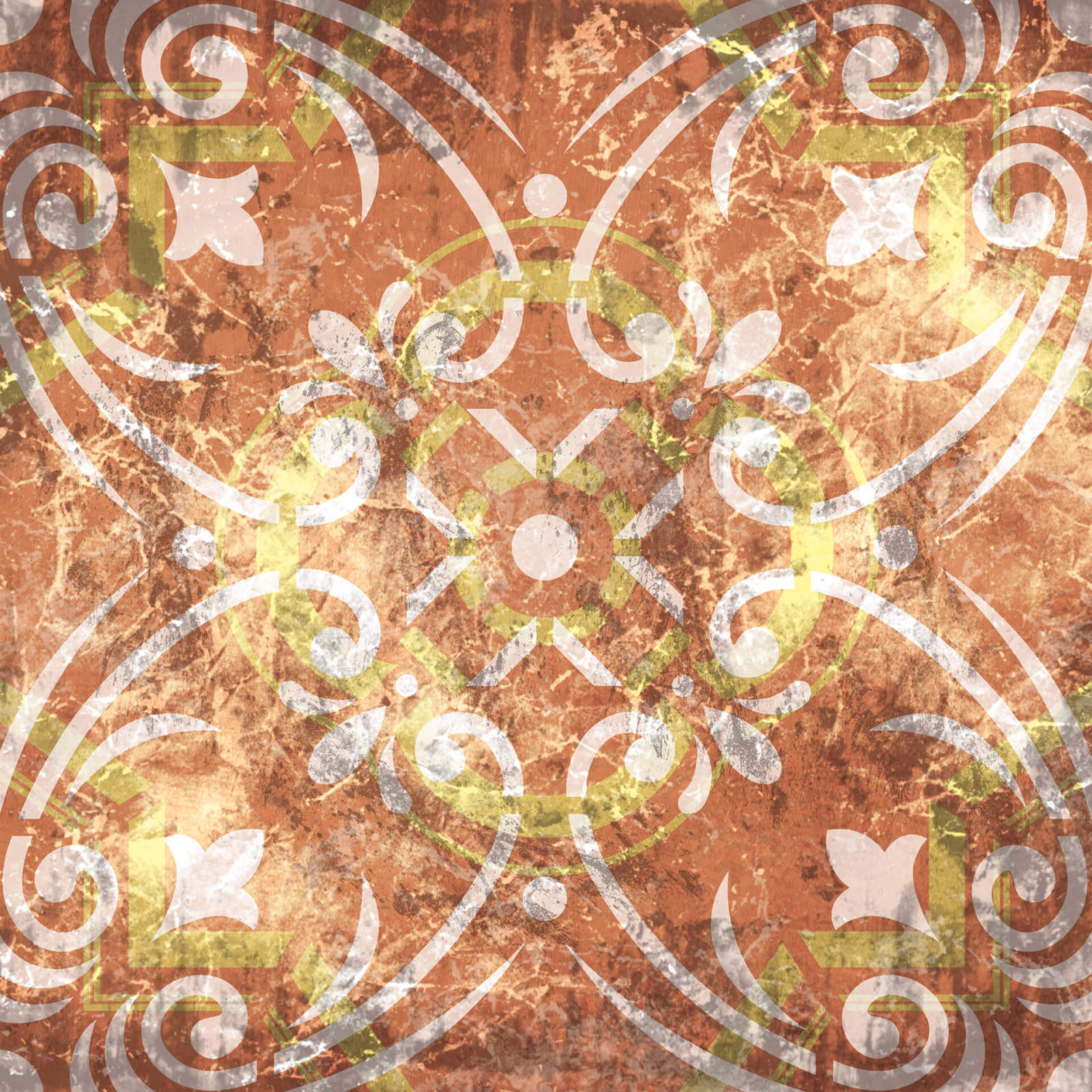 Leinwandbild ORNAMENT - orange - 50x50 cm