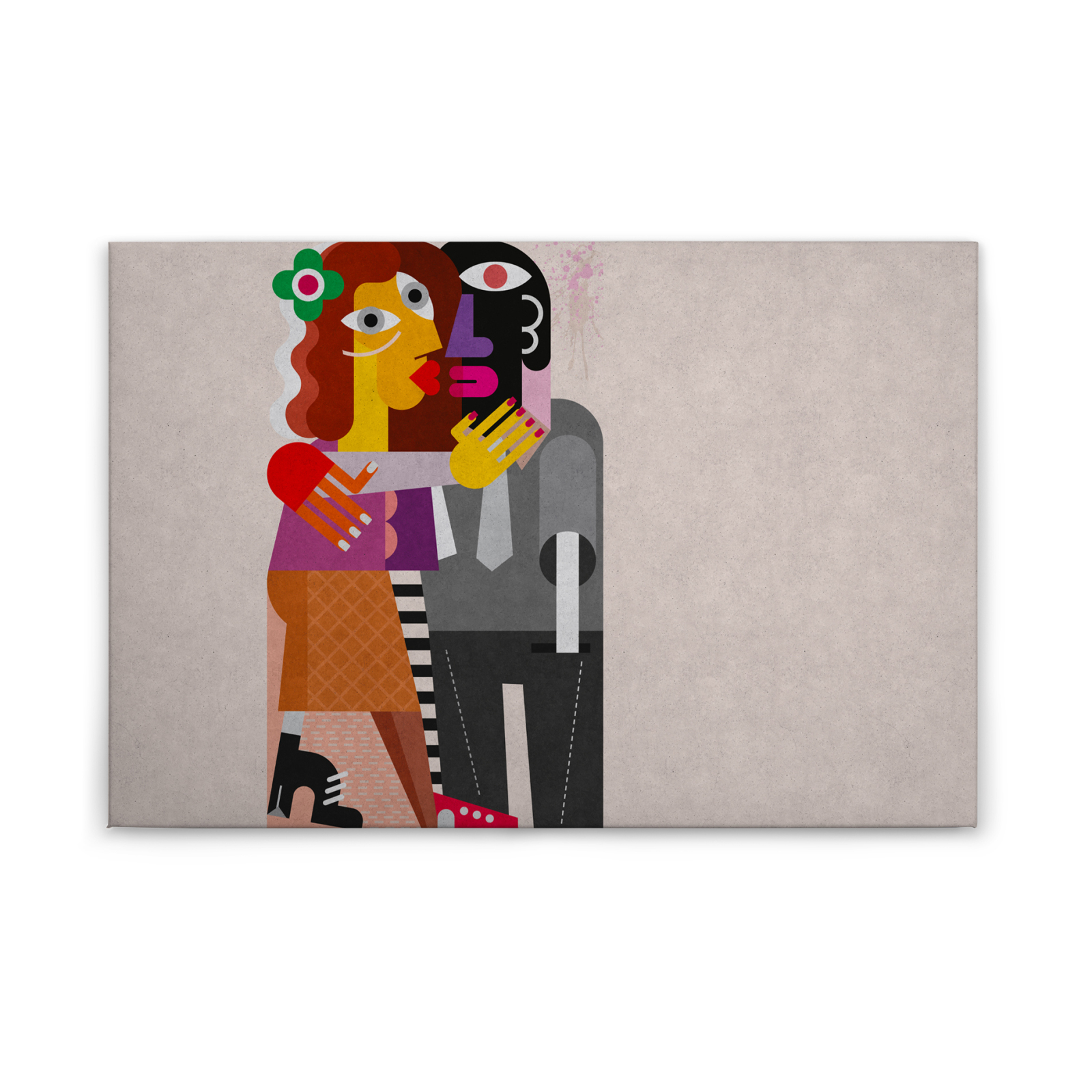 Leinwandbild PAARE - bunt-grau - 90x60 cm