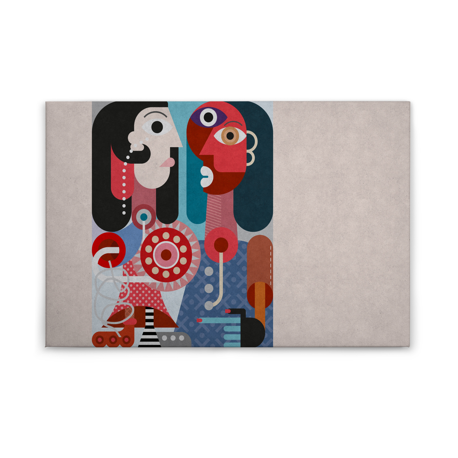 Leinwandbild PAARE - grau-rot - 90x60 cm