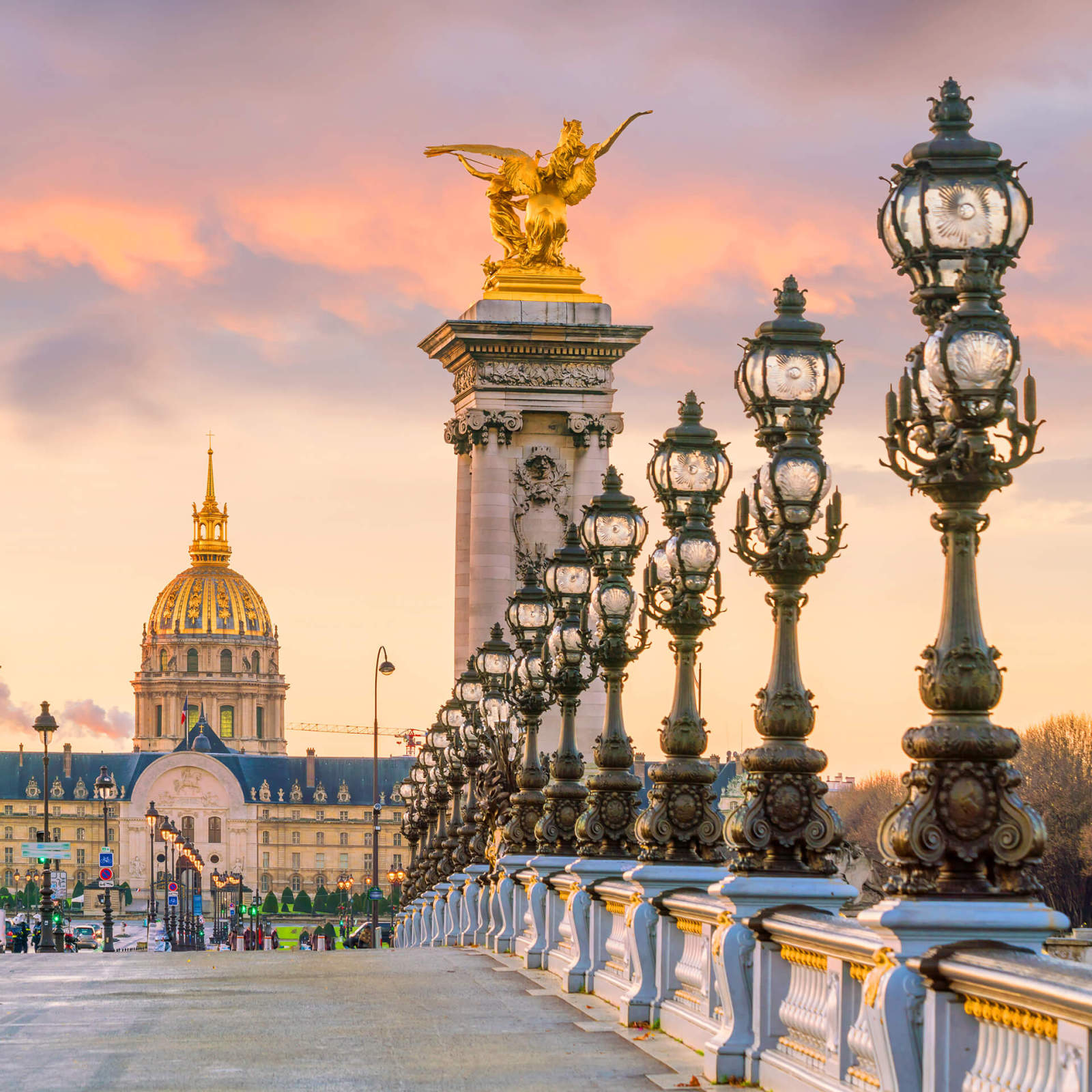 Leinwandbild PONT ALEXANDRE - beige-gold - 50x50 cm
