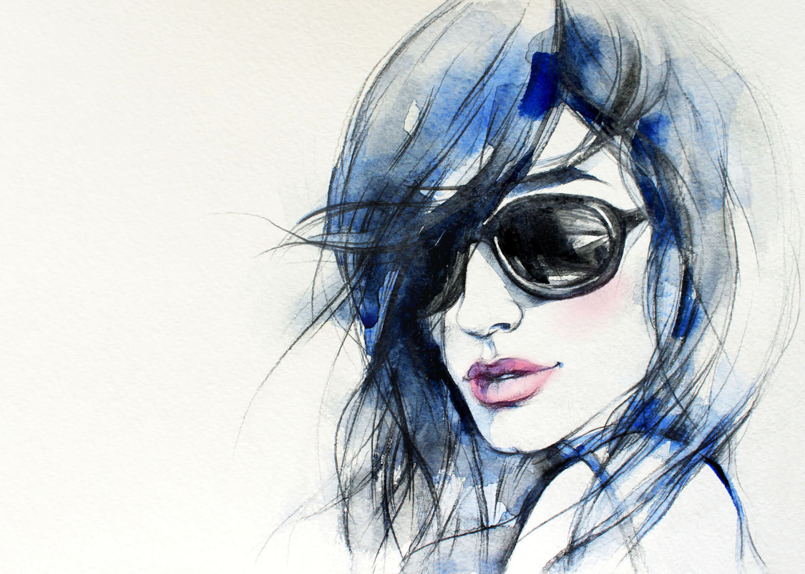 Leinwandbild SONNENBRILLE - blau - 70x50 cm