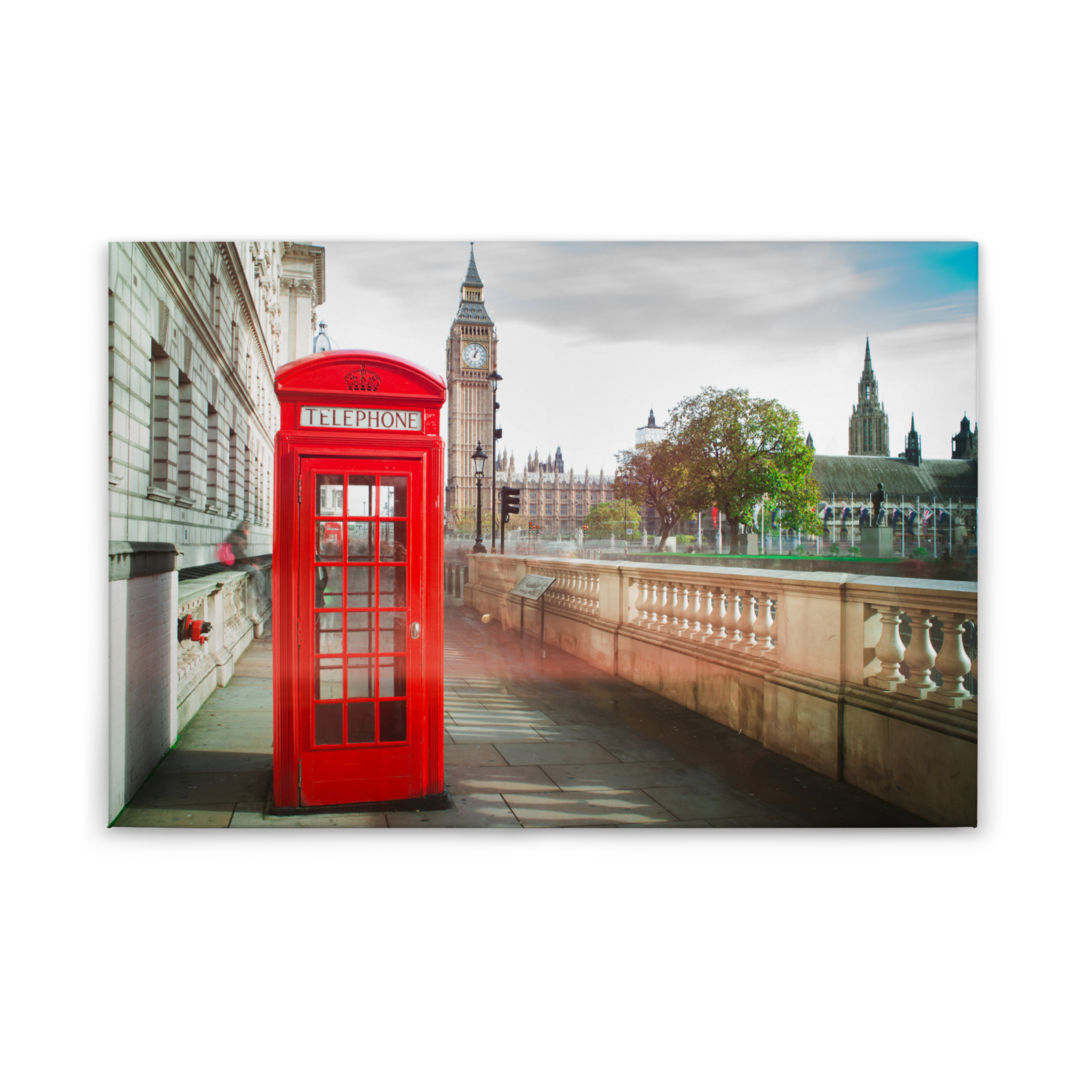 Leinwandbild TELEFONZELLE - rot - 90x60 cm