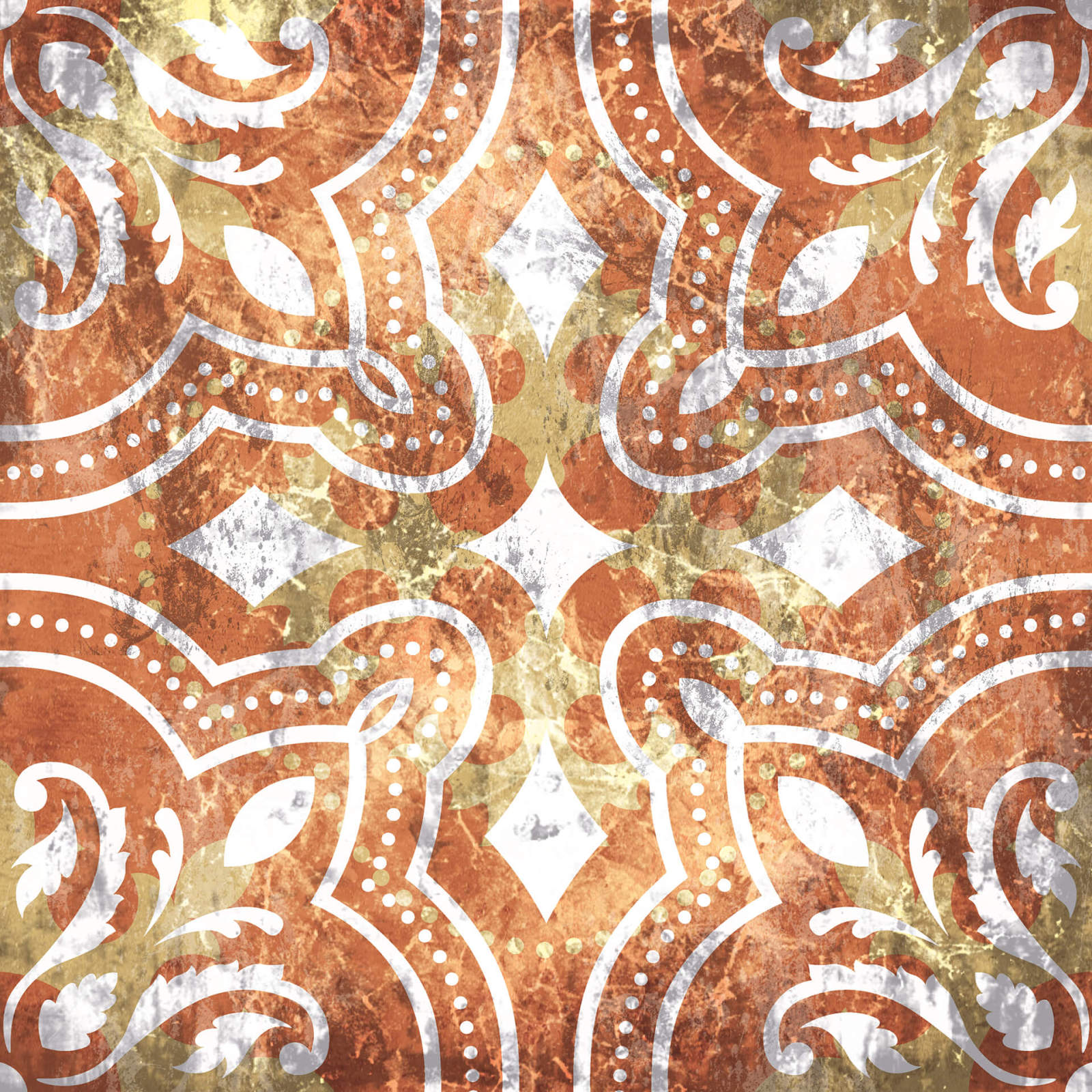 Leinwandbild TERRAKOTTA-ORNAMENT - orange - 50x50 cm