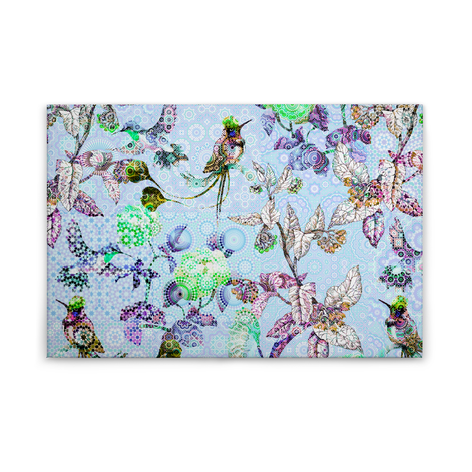 Leinwandbild VÖGEL - blau - 90x60 cm