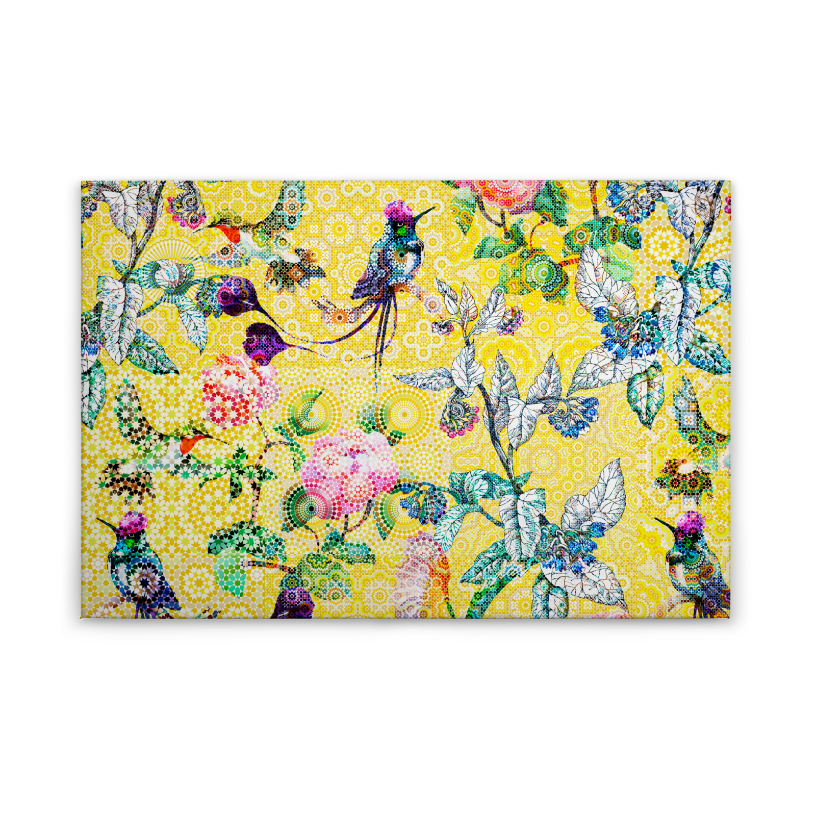 Leinwandbild VÖGEL - gelb - 90x60 cm