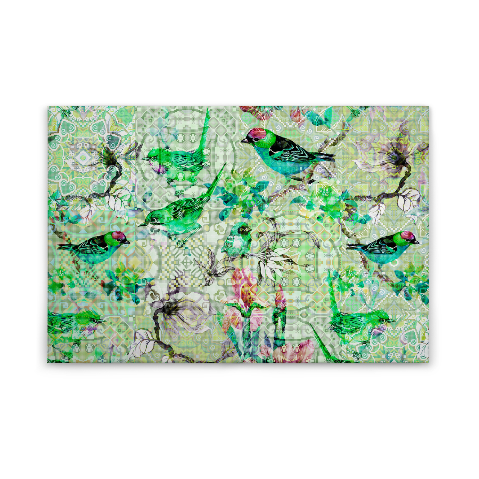 Leinwandbild VÖGEL - grün - 90x60 cm