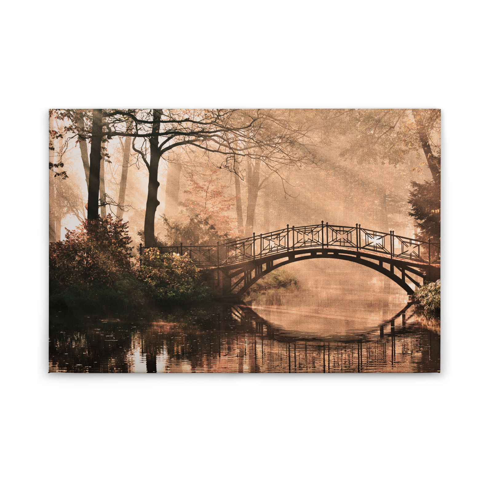 Leinwandbild WALDPARK - beige - 90x60 cm