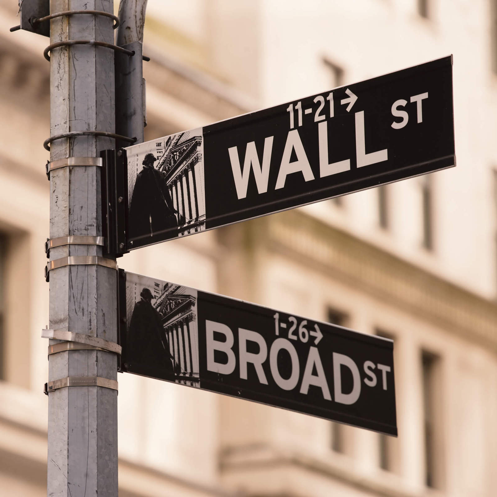 Leinwandbild WALL STREET - schwarz-weiß - 50x50 cm