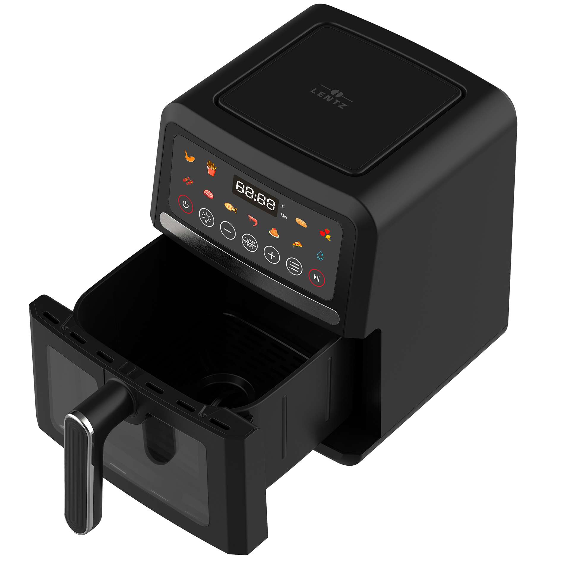 LENTZ Heißluftfritteuse 77779 - schwarz - 11-in-1 Funktion - Sichtfenster - 5 Liter