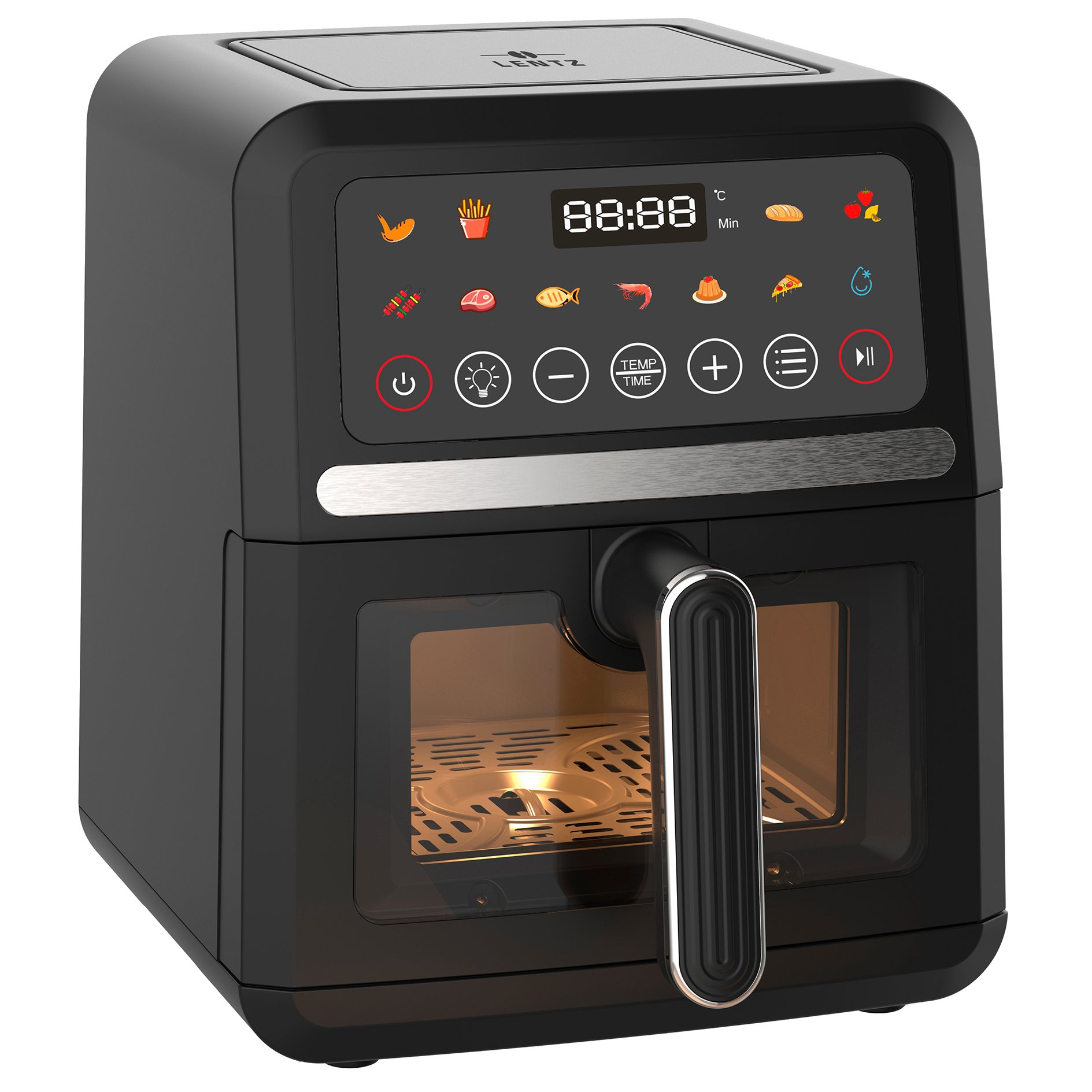 LENTZ Heißluftfritteuse 77779 - schwarz - 11-in-1 Funktion - Sichtfenster - 5 Liter
