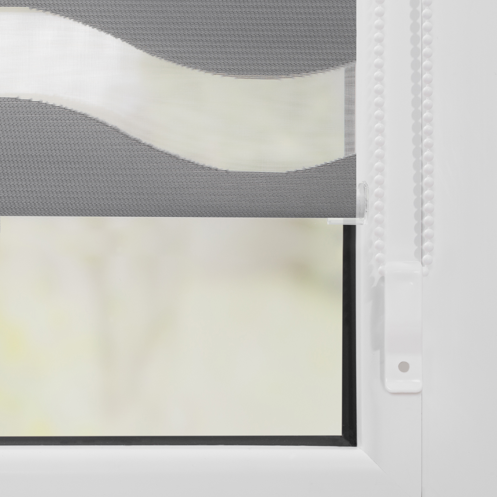 LICHTBLICK Doppelrollo - grau - Wellen - 90x150 cm