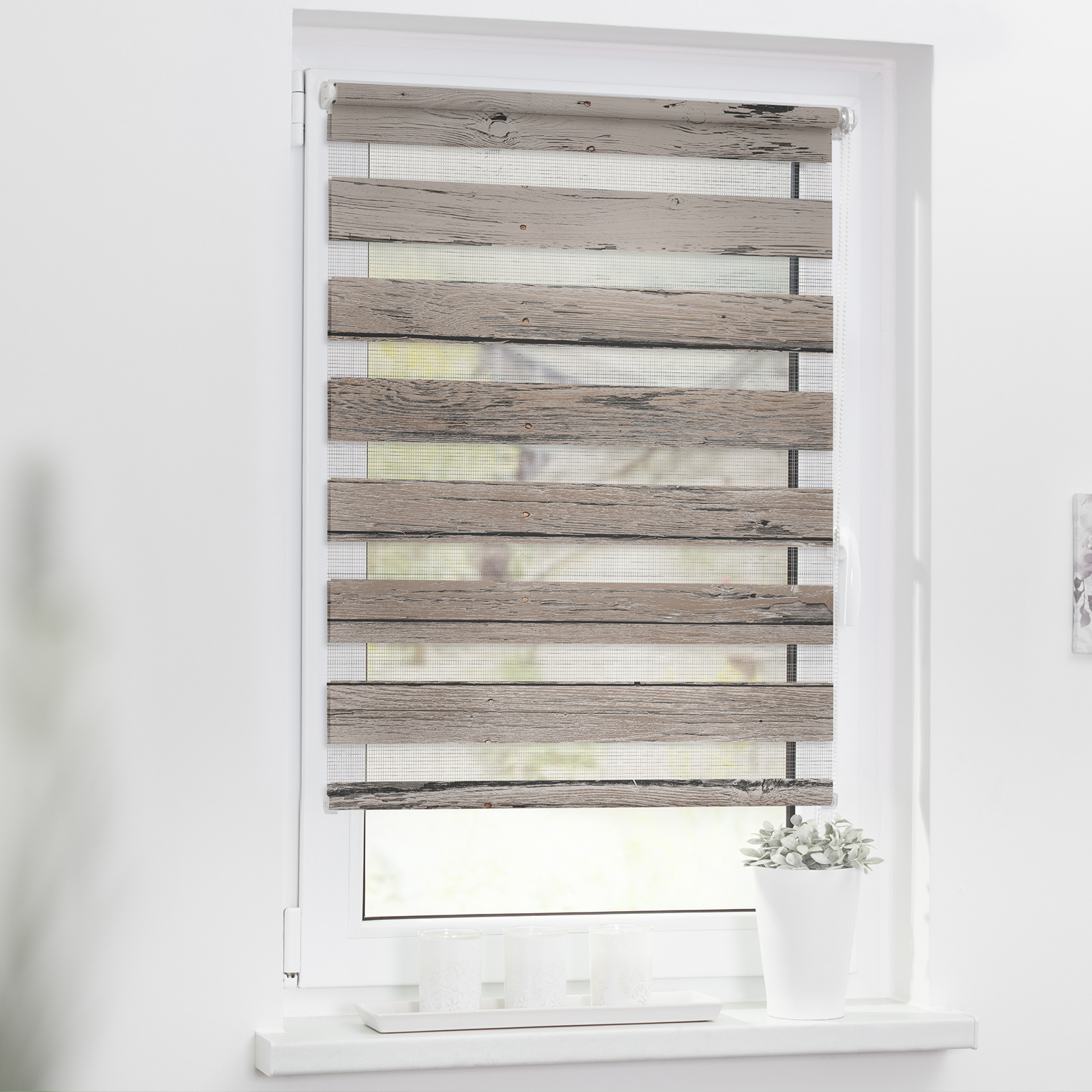 LICHTBLICK Duo Rollo Klemmfix - Bretter - braun - 80x150 cm