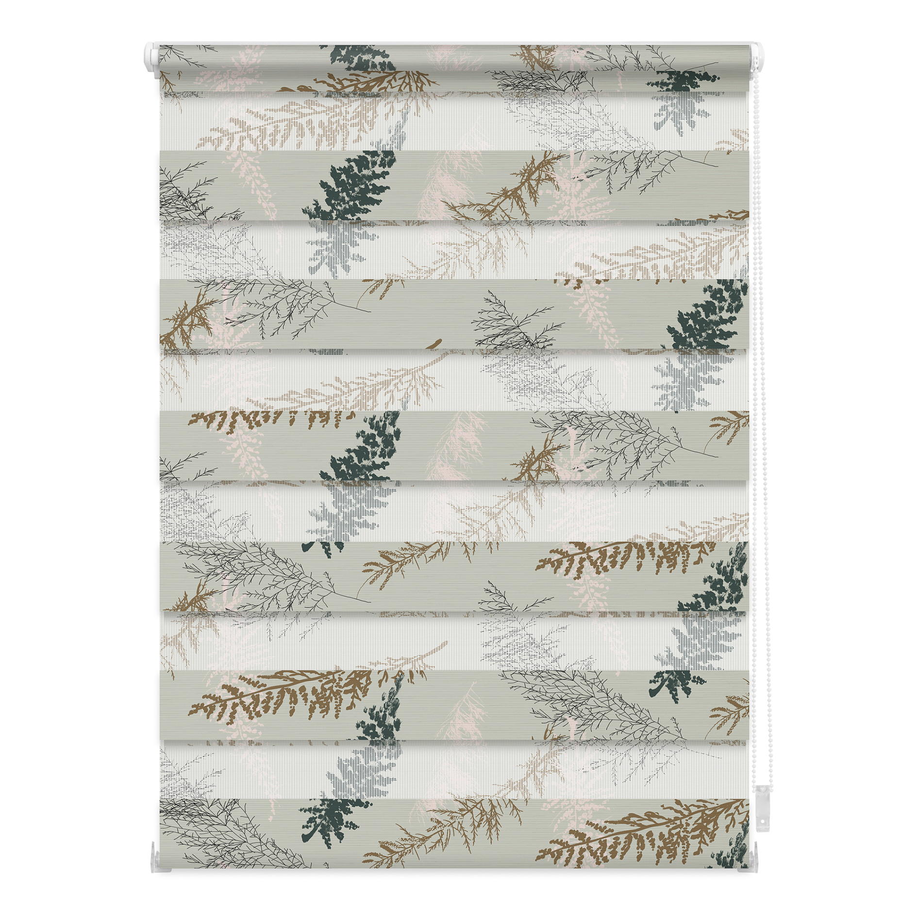 LICHTBLICK Duo Rollo Klemmfix FIR BRANCHES - hellgrau-grün - 60x150 cm