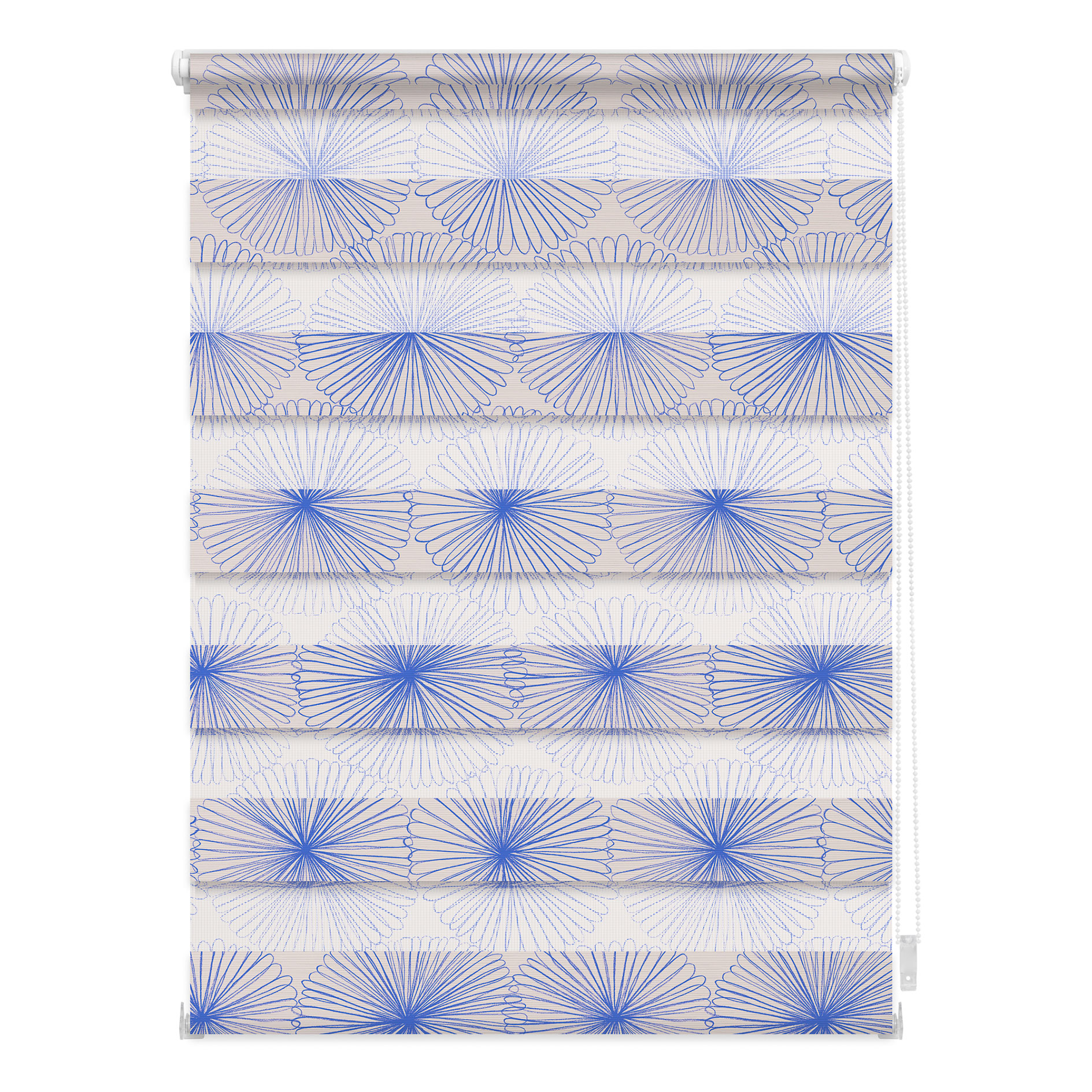 LICHTBLICK Duo Rollo Klemmfix FLOWER WHEEL - blau-weiß - 60x150 cm
