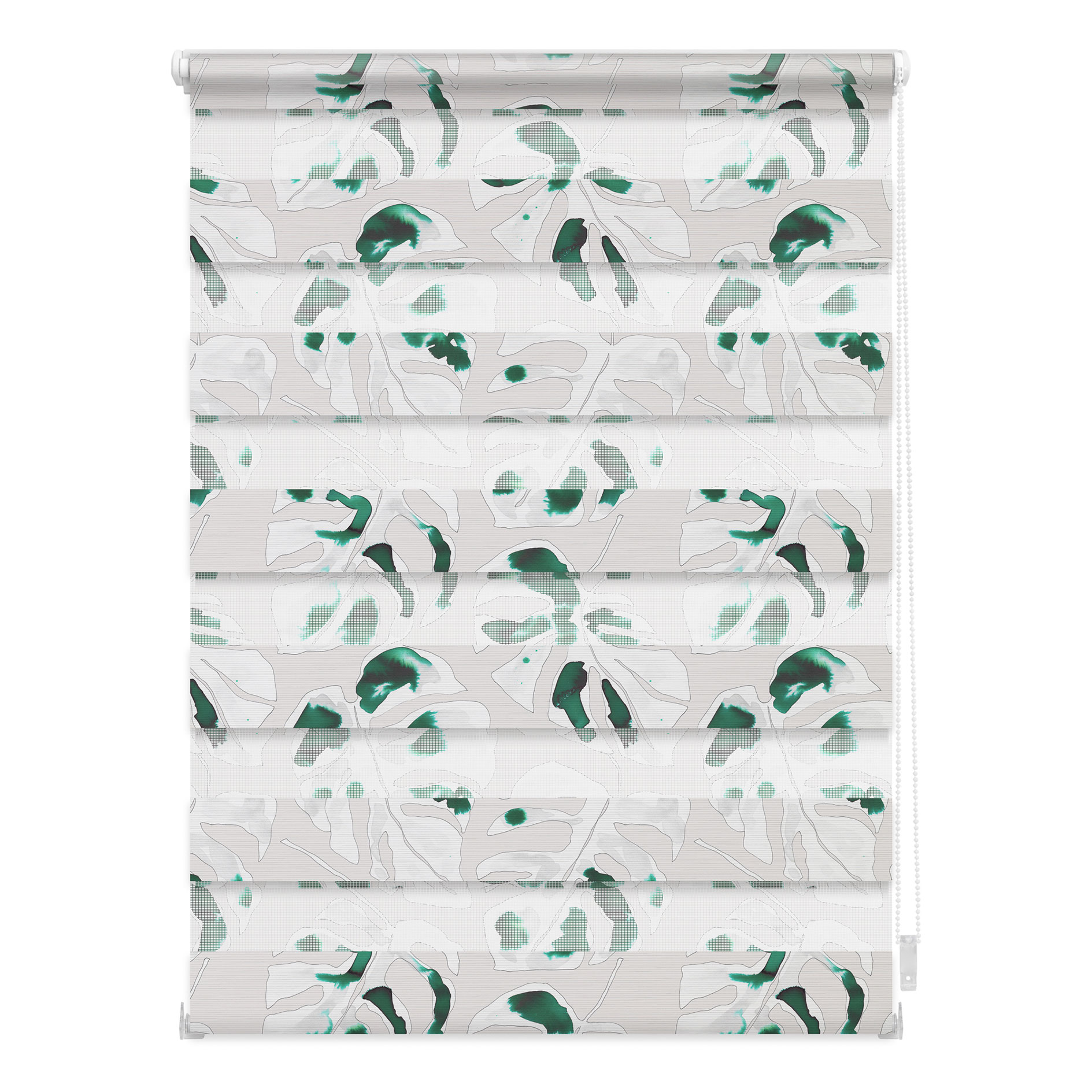 LICHTBLICK Duo Rollo Klemmfix MONSTERA - weiß-grün - 70x150 cm