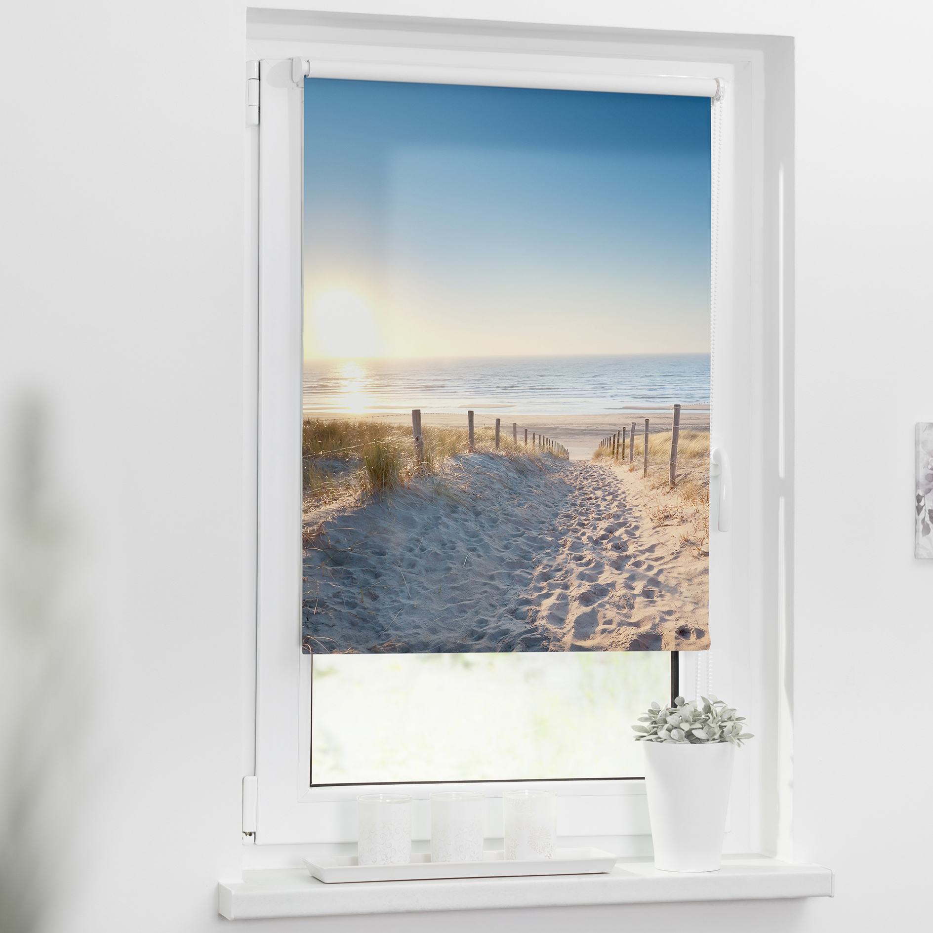 LICHTBLICK Klemmrollo OSTSEESTRAND - blau - 70x150 cm