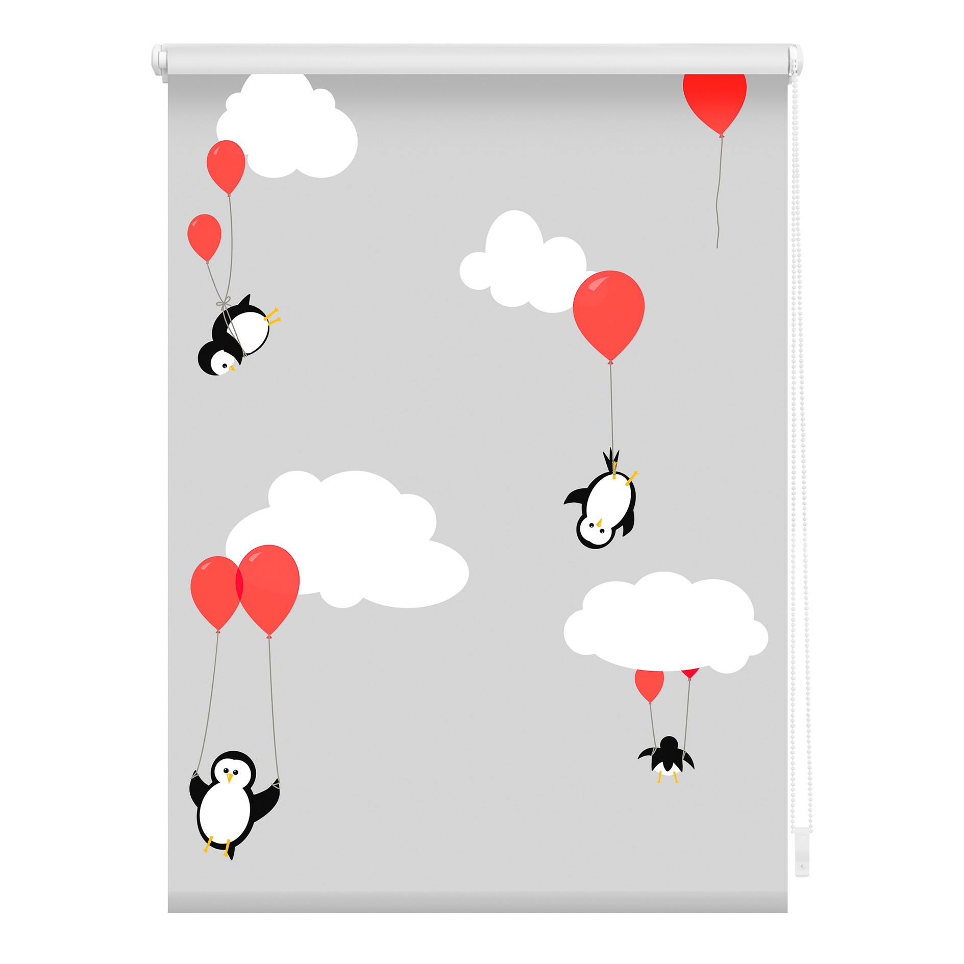 LICHTBLICK Klemmrollo PINGUINE - grau-rot - 60x150 cm