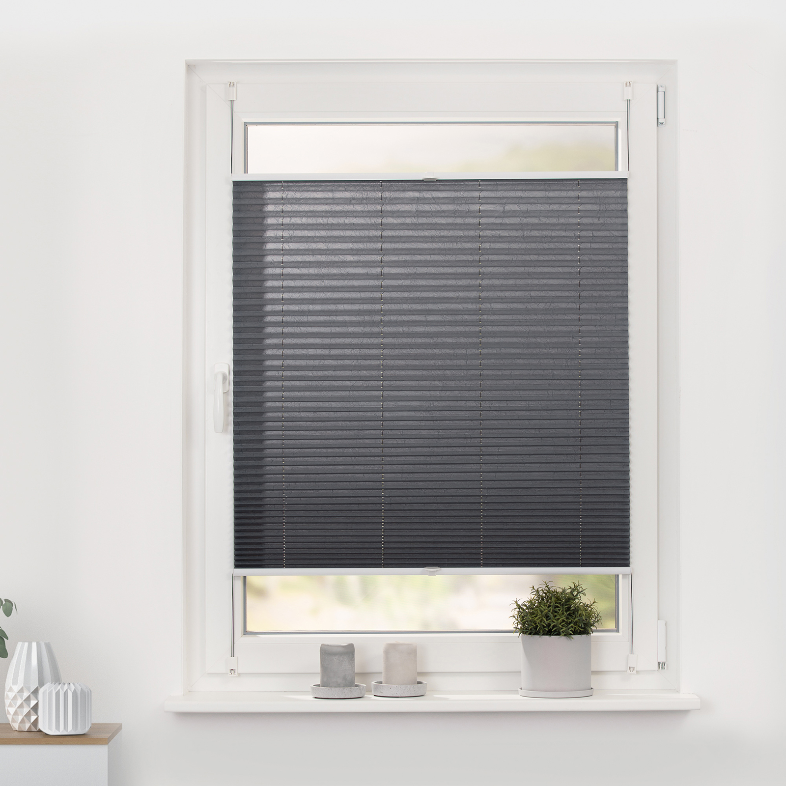 LICHTBLICK Plissee - grau - Crushed Optik - 55x130 cm