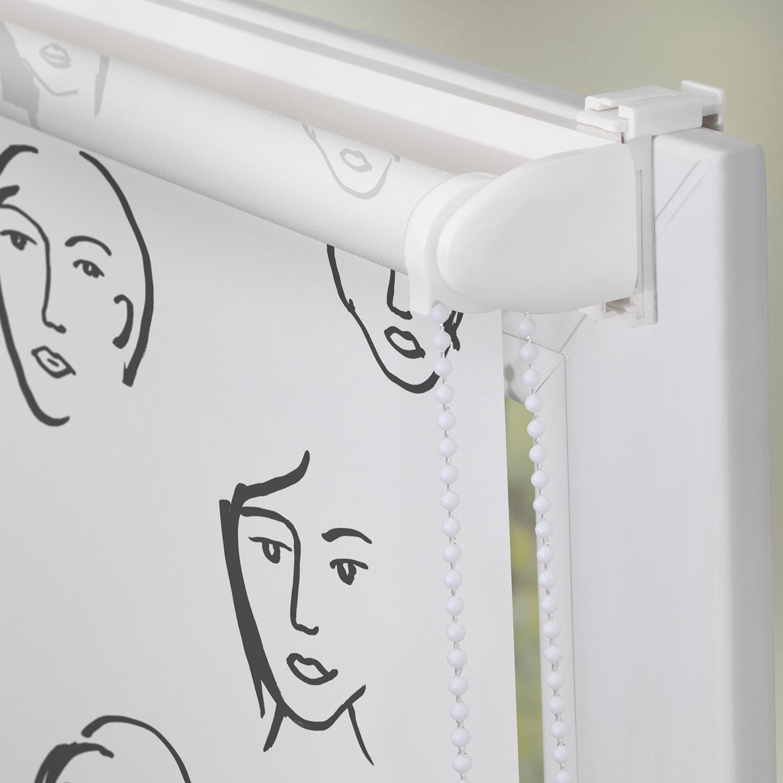LICHTBLICK Rollo Klemmfix FACES - schwarz-weiß - 120x150 cm